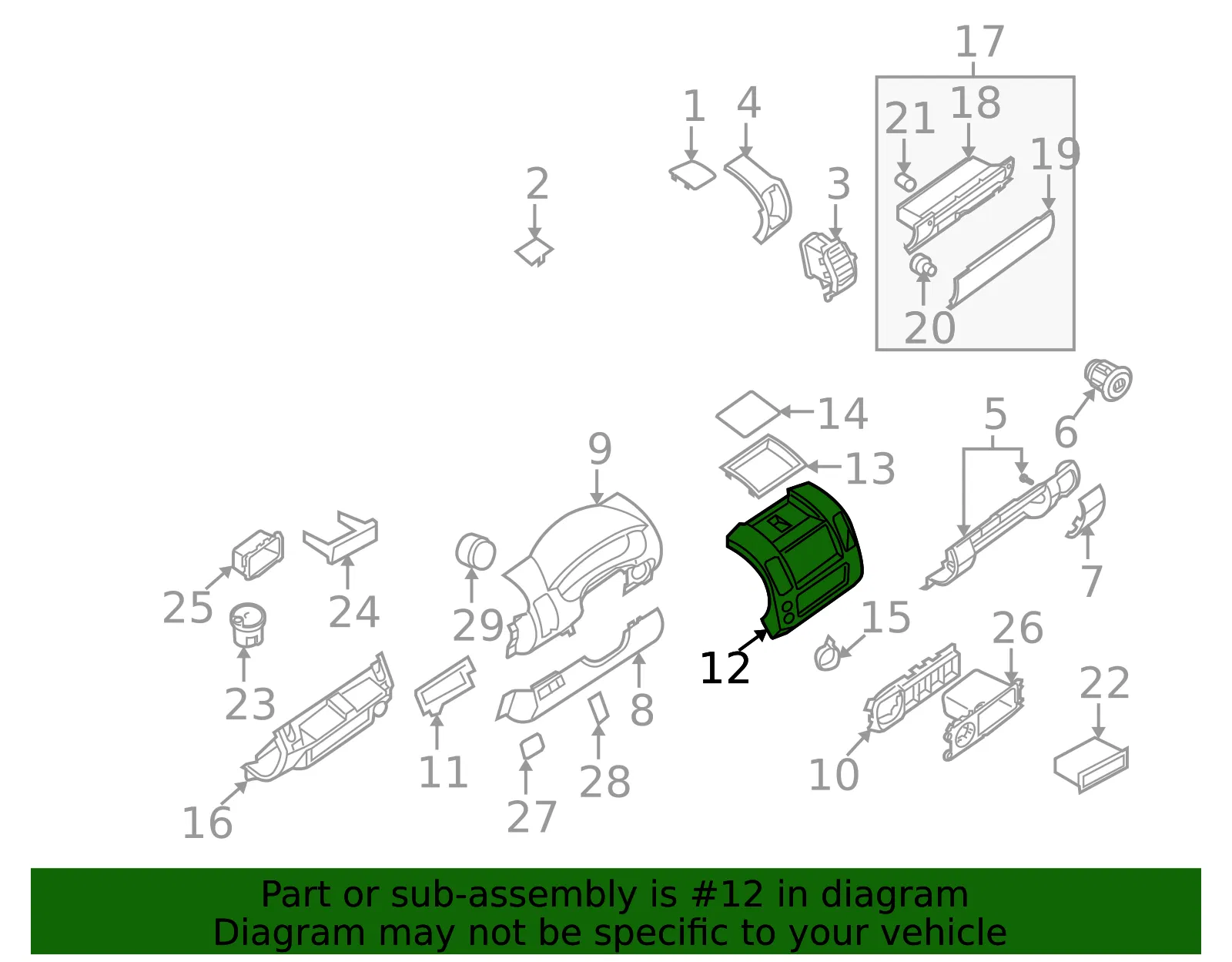 Instrument Panel Bezel - Nissan (68259-9BF6D) - view 2