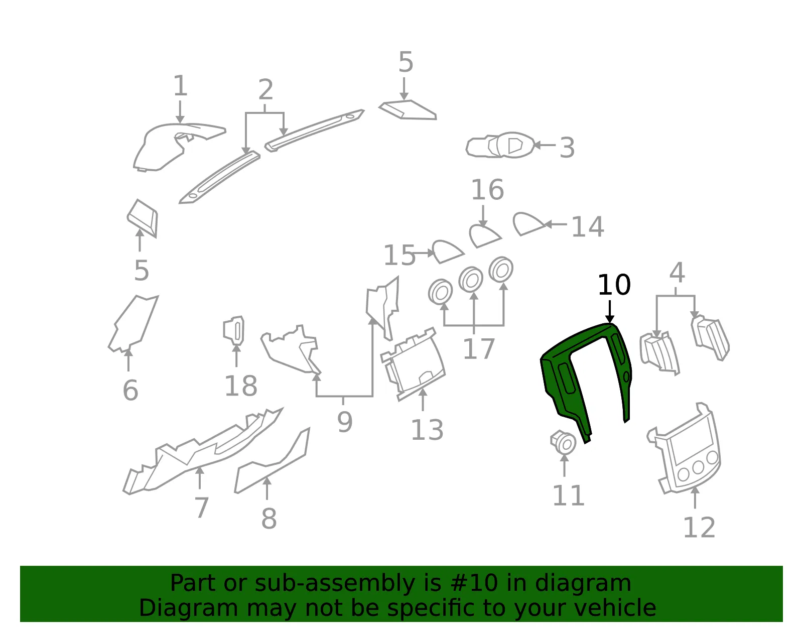 Instrument Panel Trim Panel - Nissan (68260-6GA3D) - view 2