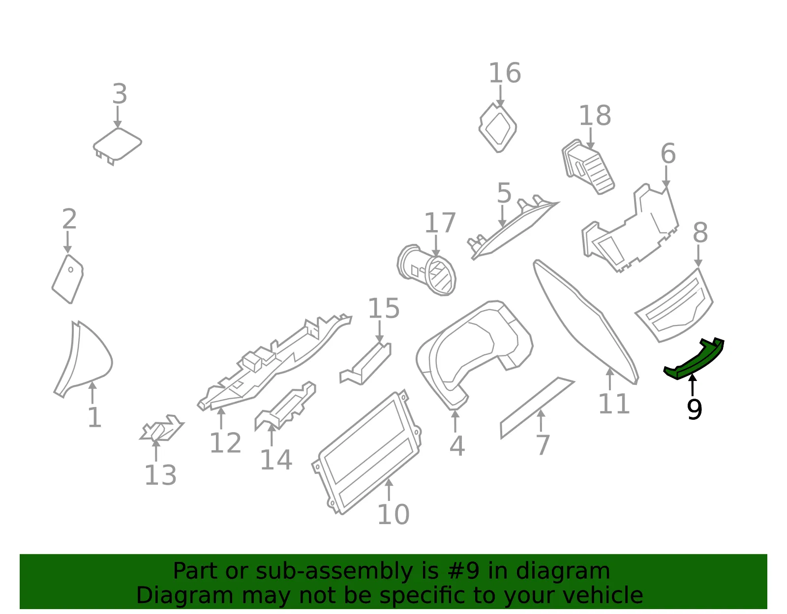 Instrument Panel Trim Panel - Nissan (68260-9PR0A) - view 2