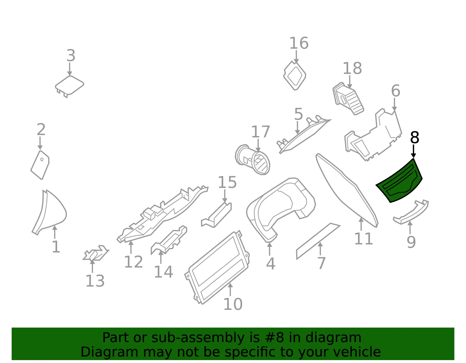 Instrument Panel Bezel - Nissan (68261-3KA1B) - view 2
