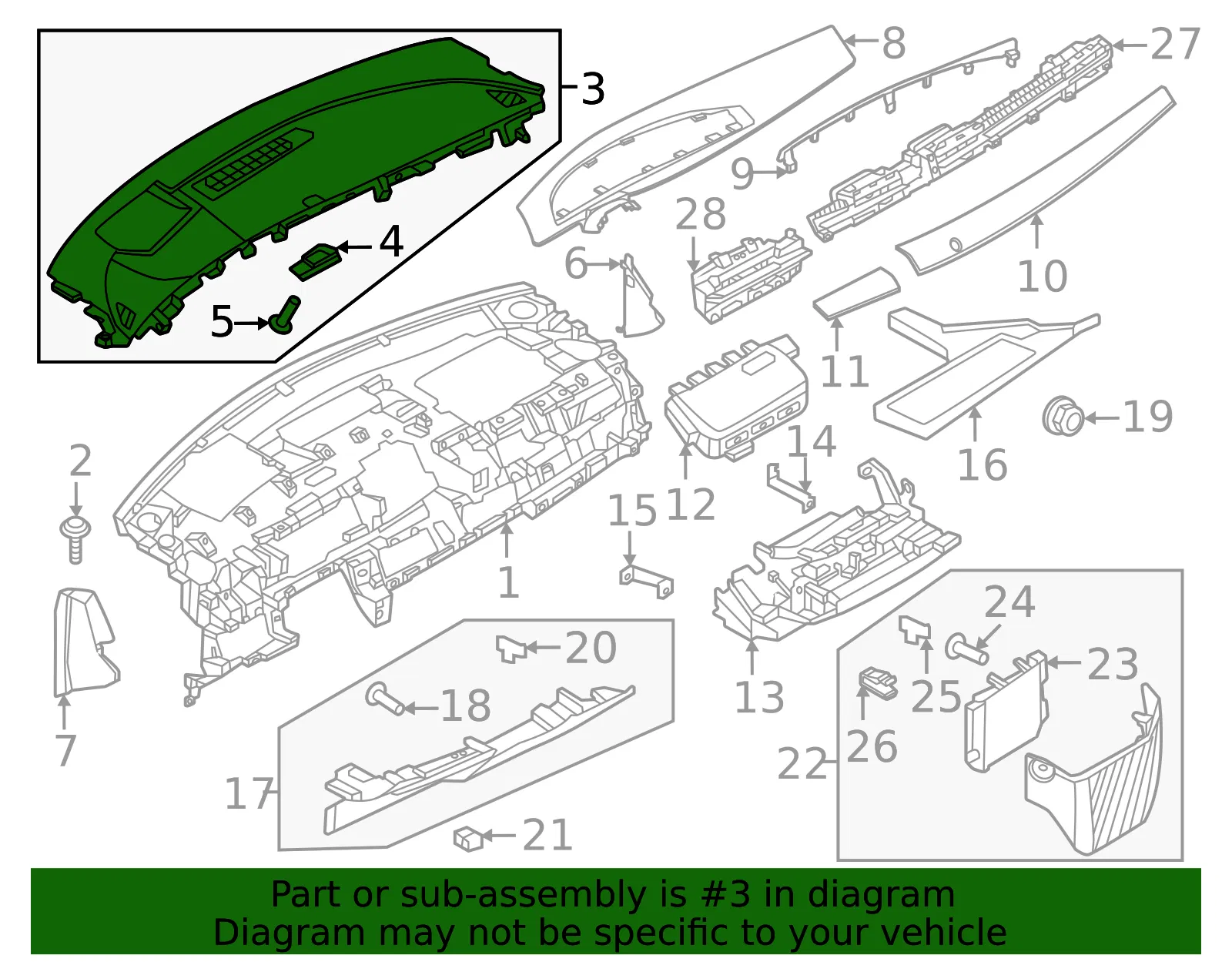 Instrument Panel Trim Panel - Nissan (68310-5MP0A) - view 2