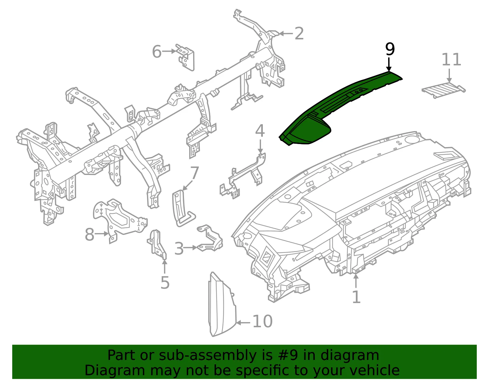 Dashboard Air Vent Trim - Nissan (68310-6RR0A) - view 2