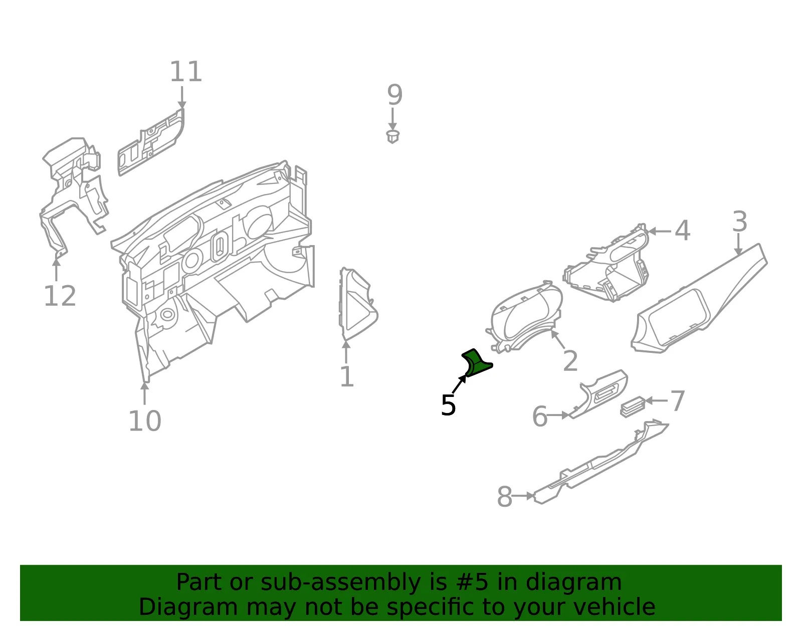 Instrument Panel Pad - Nissan (68410-5EF2B) - view 2