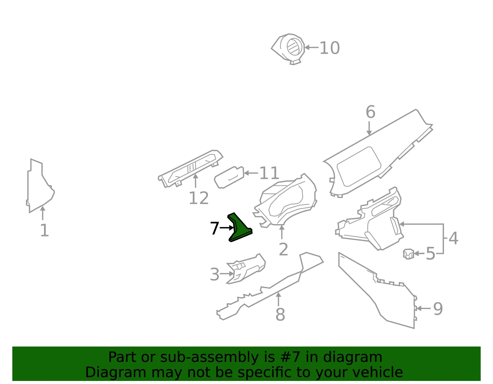 Instrument Panel Trim Panel - Nissan (68410-5R00A) - view 2