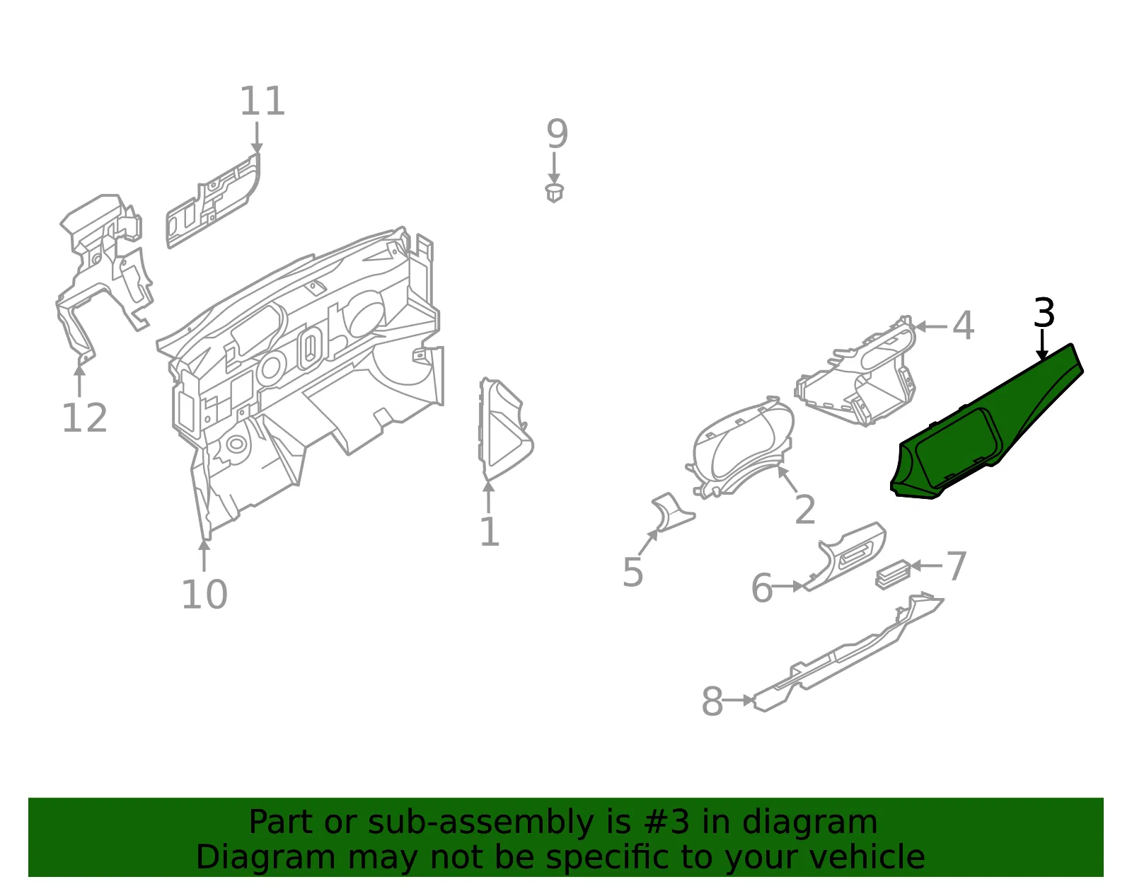 Instrument Panel Pad - Nissan (68411-5EF0B) - view 2
