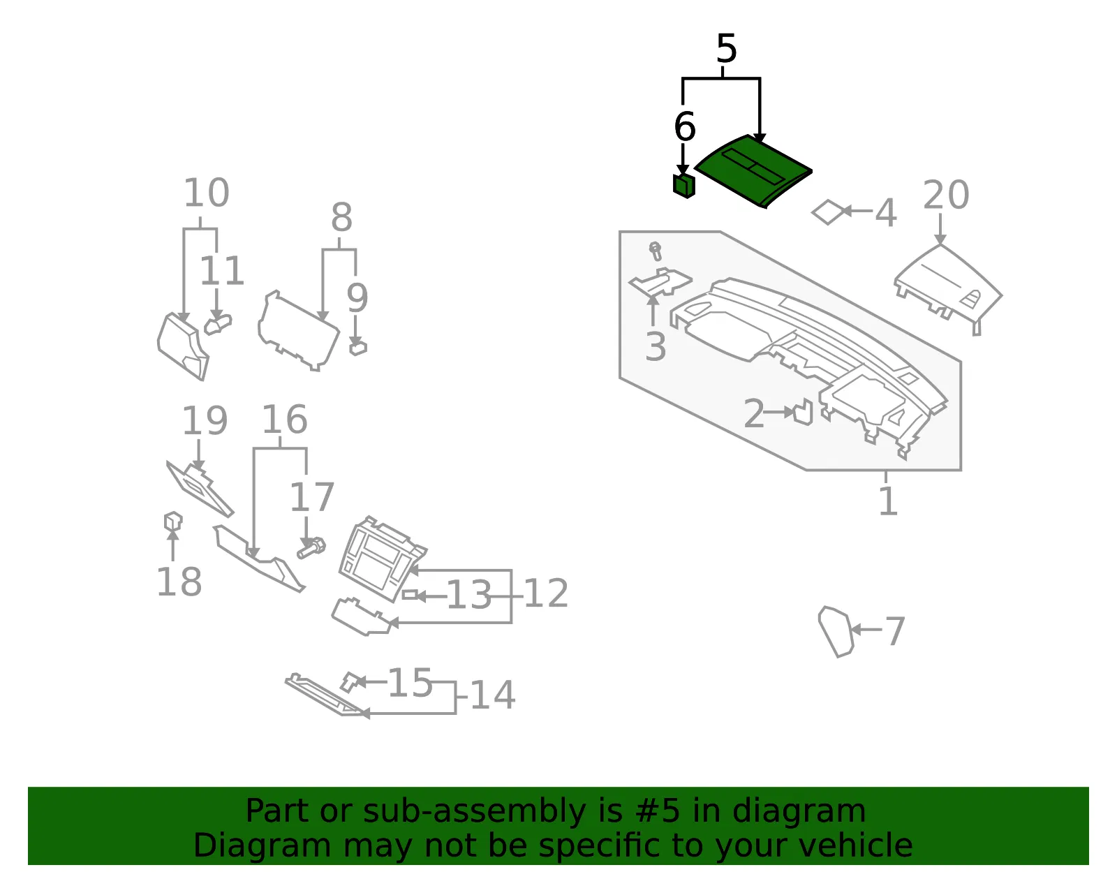 Instrument Panel Cover - Nissan (68414-EL00A) - view 3