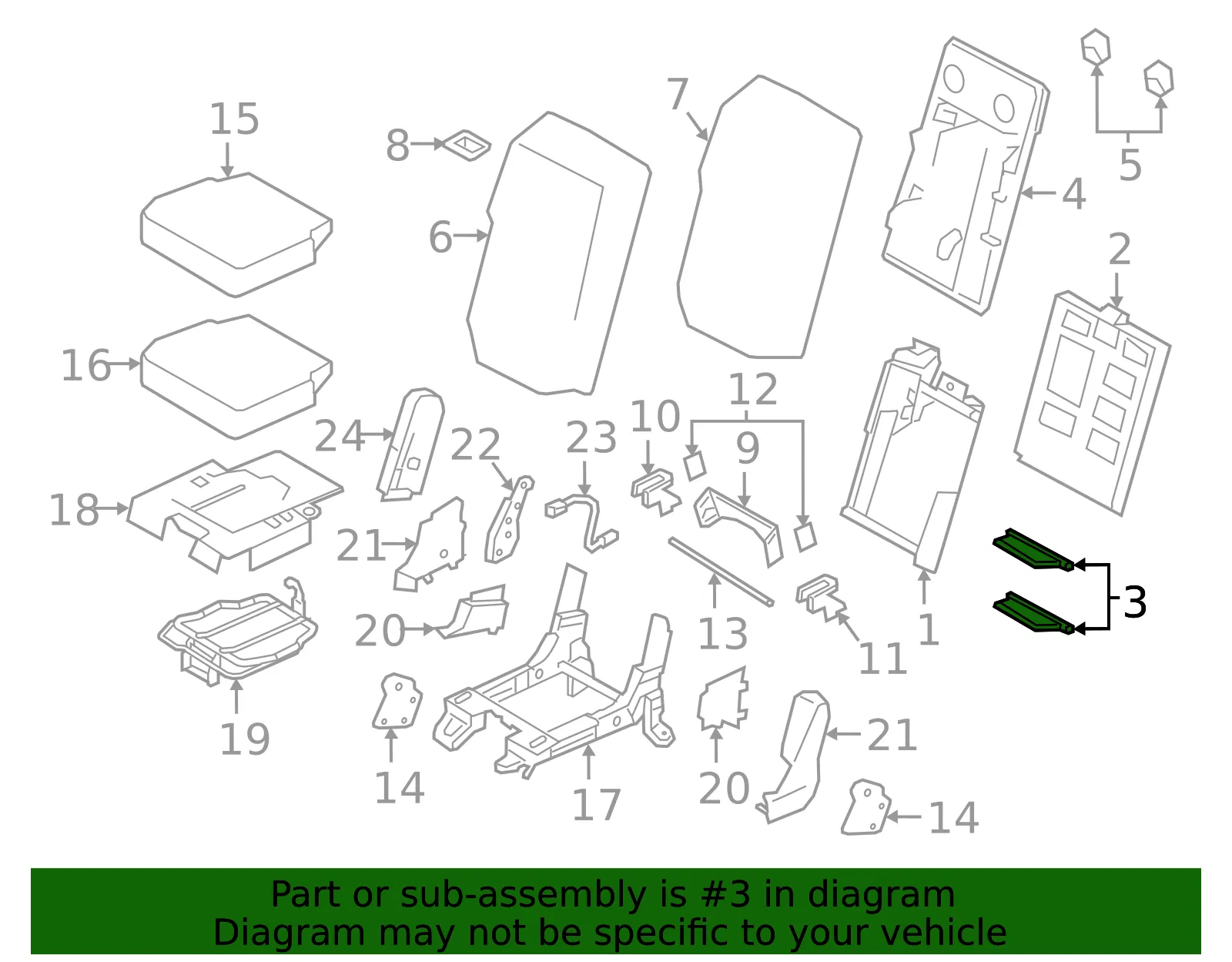Seat Armrest Cap - Nissan (68435-EZA0B) - view 2