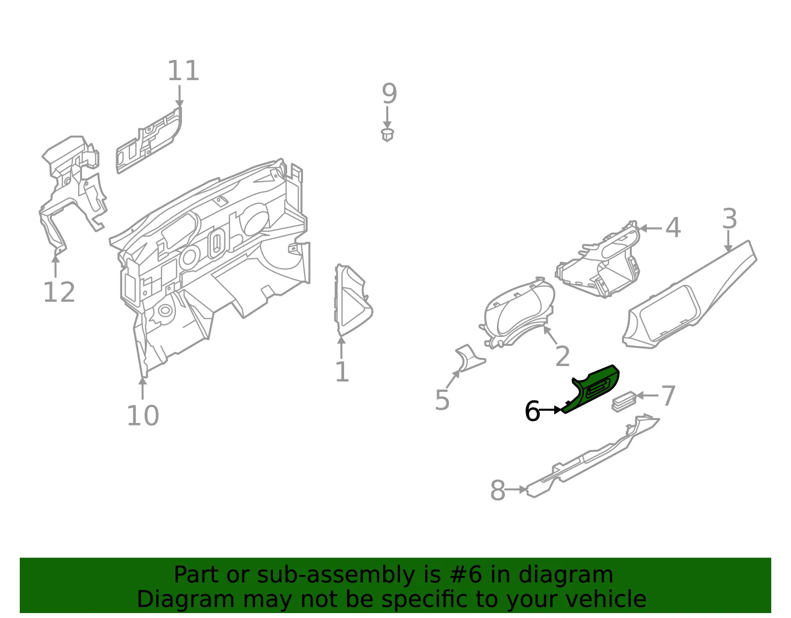 Instrument Panel Bezel - Nissan (68485-5EF1A) - view 2