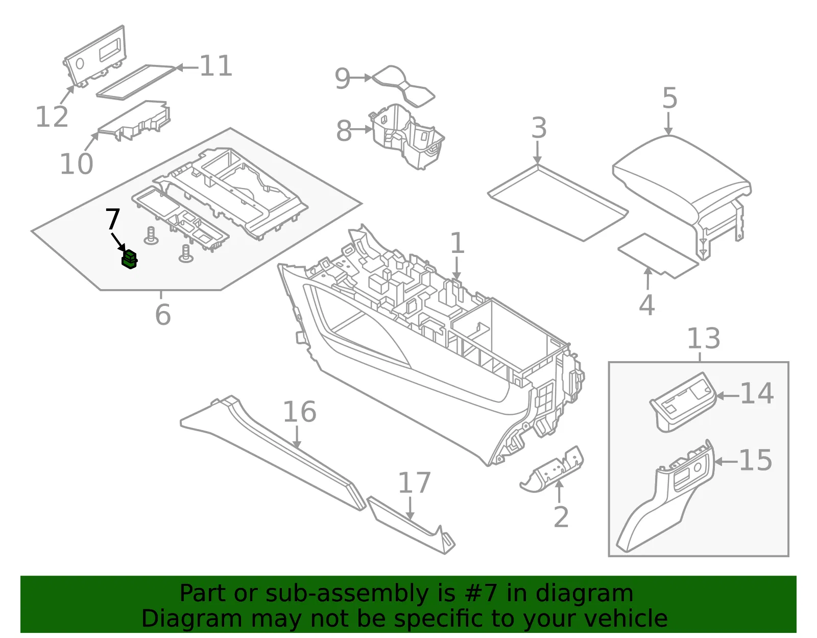 Console Trim Panel Cap - Nissan (68492-6TA0A) - view 2