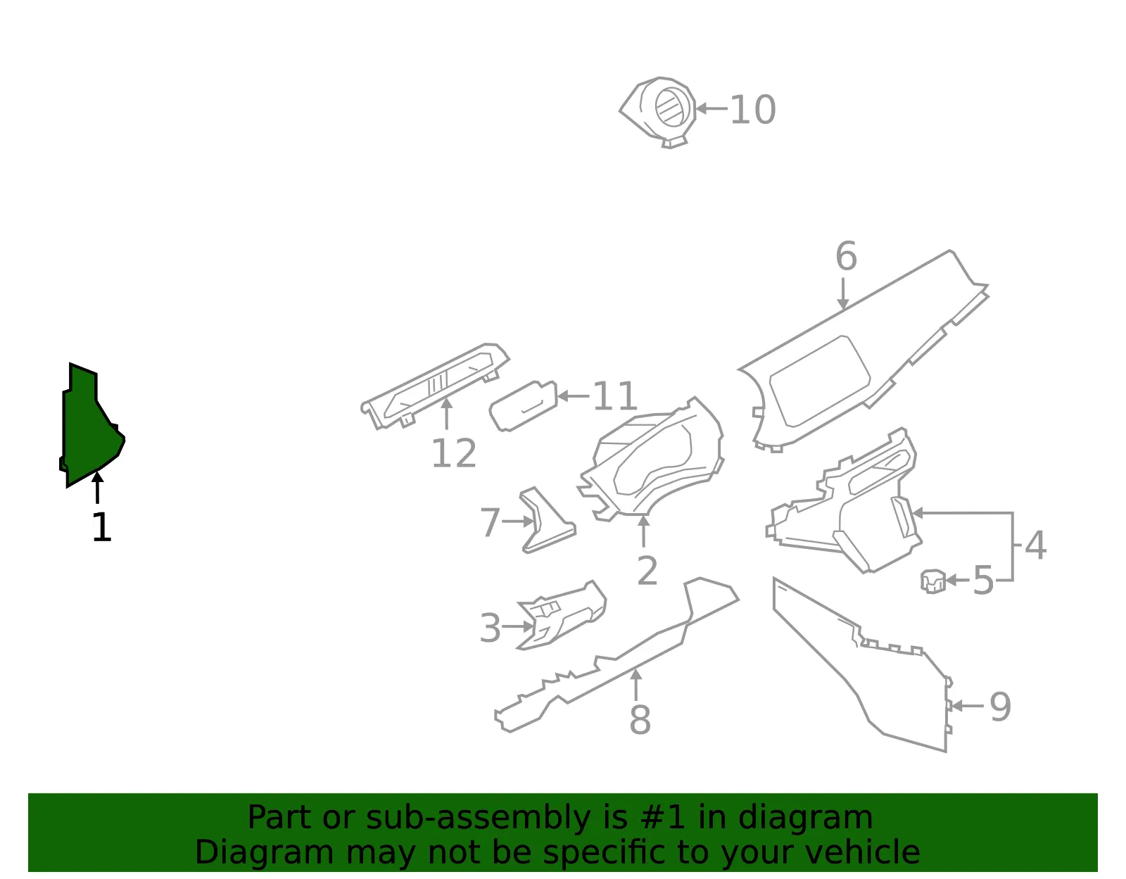 Instrument Panel Mask, Right - Nissan (68498-5R00A) - view 2