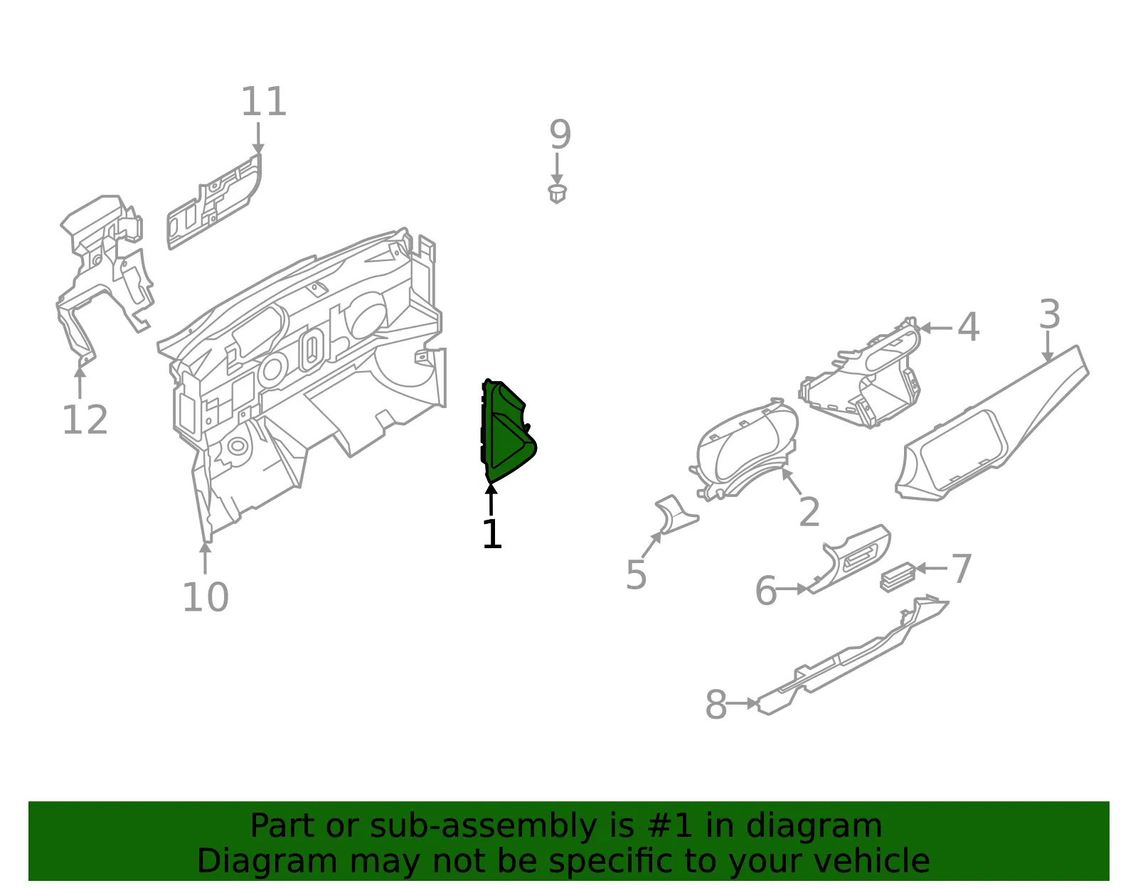 Instrument Panel Mask, Left - Nissan (68499-5EF0A) - view 2