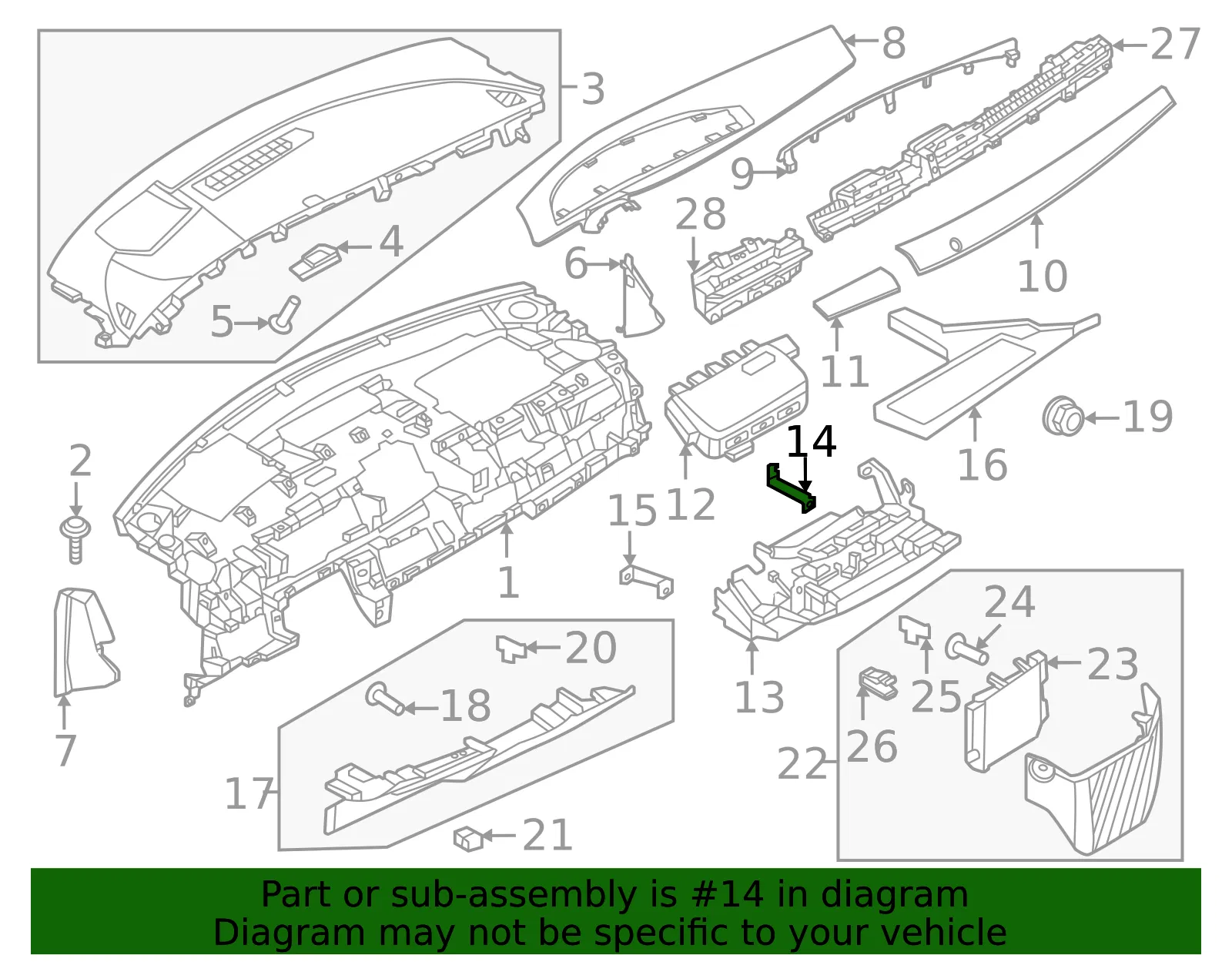 Instrument Panel Trim Panel Bracket - Nissan (68564-5MP0A) - view 2