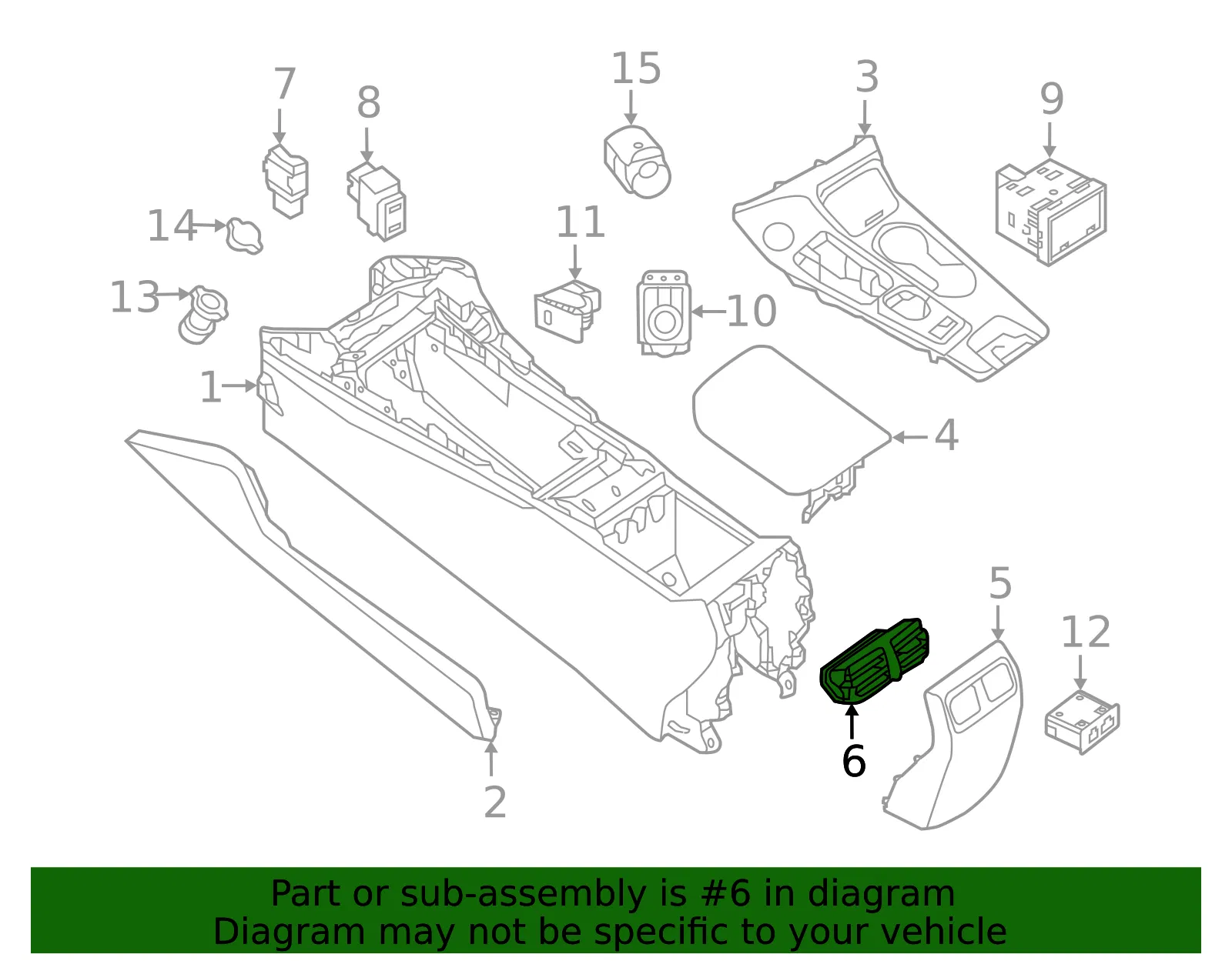 Console Air Vent - Nissan (68794-4RA0B) - view 2