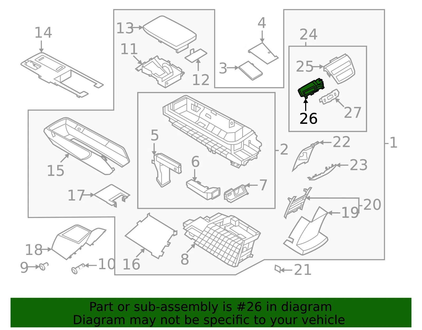Console Air Vent - Nissan (68794-5MR0A) - view 2