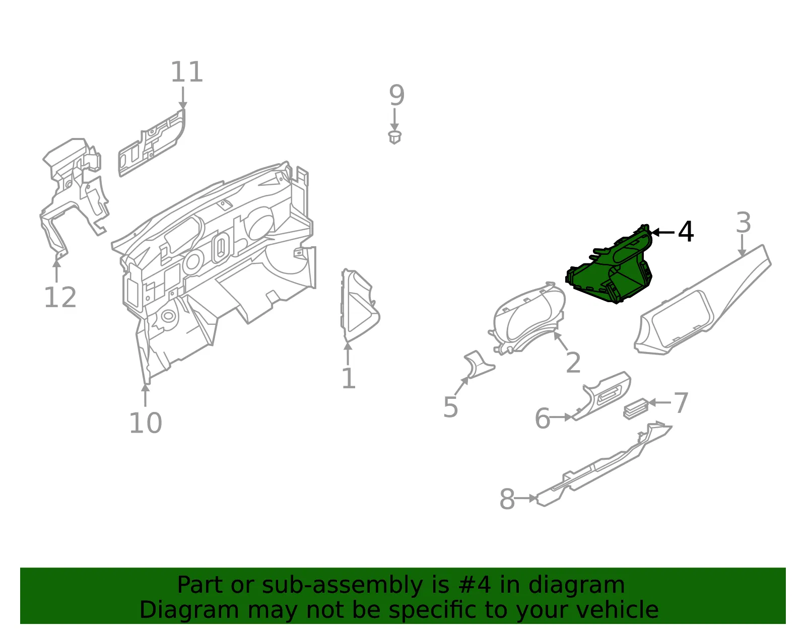 Instrument Panel Pad - Nissan (68922-5EF2A) - view 2