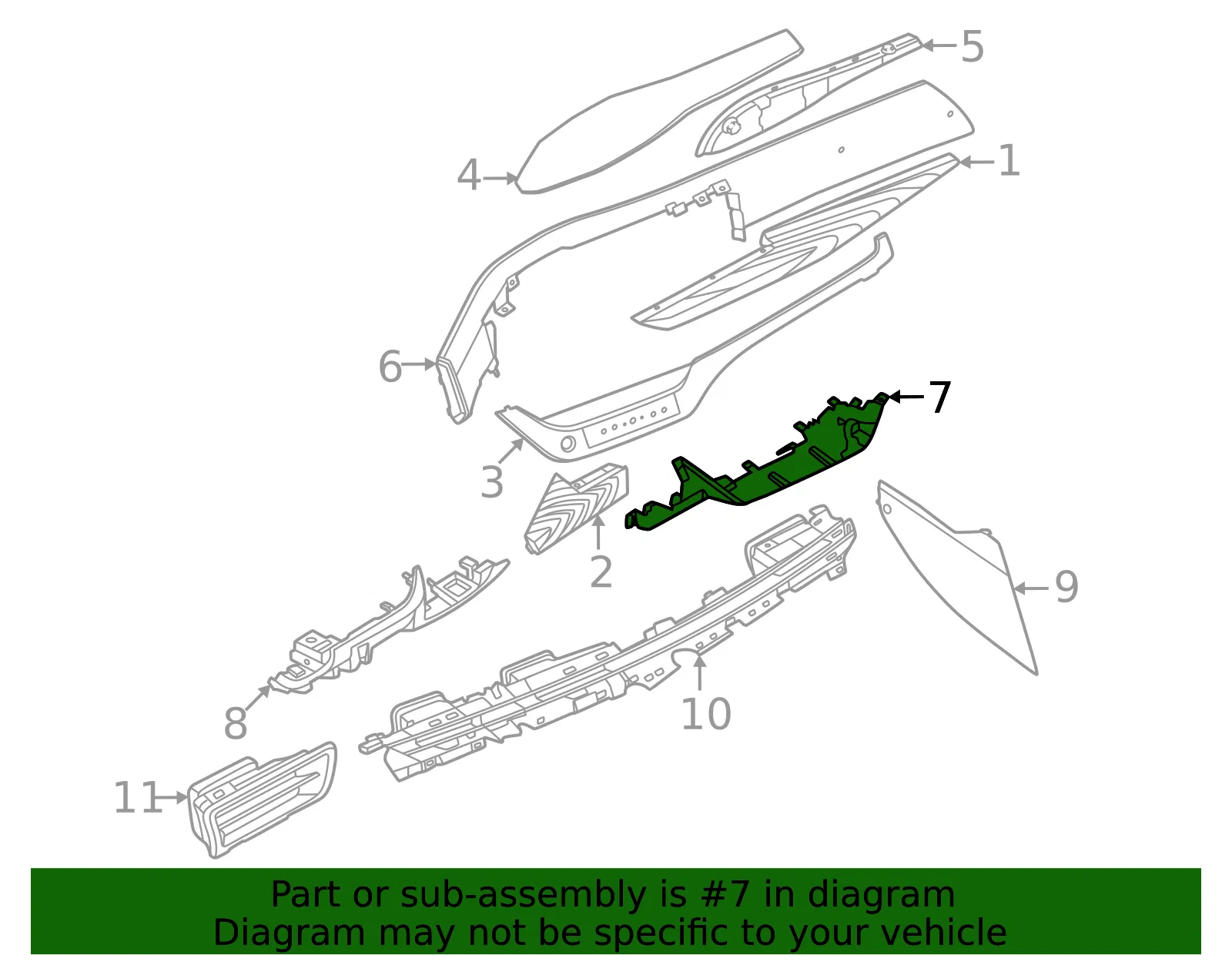 Instrument Panel Trim Panel - Nissan (68922-7BA0B) - view 2