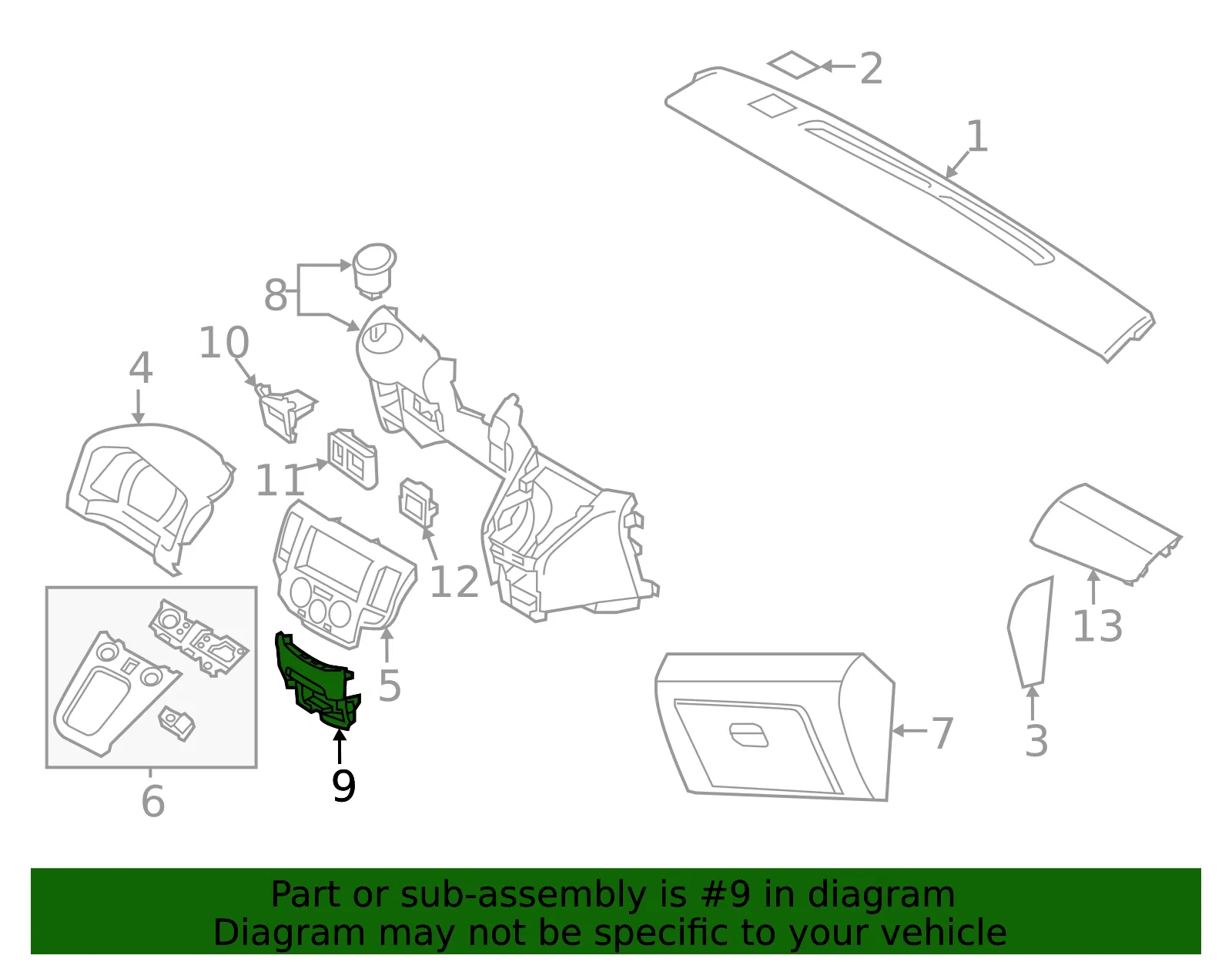 Instrument Panel Cover - Nissan (68922-9SA0A) - view 2