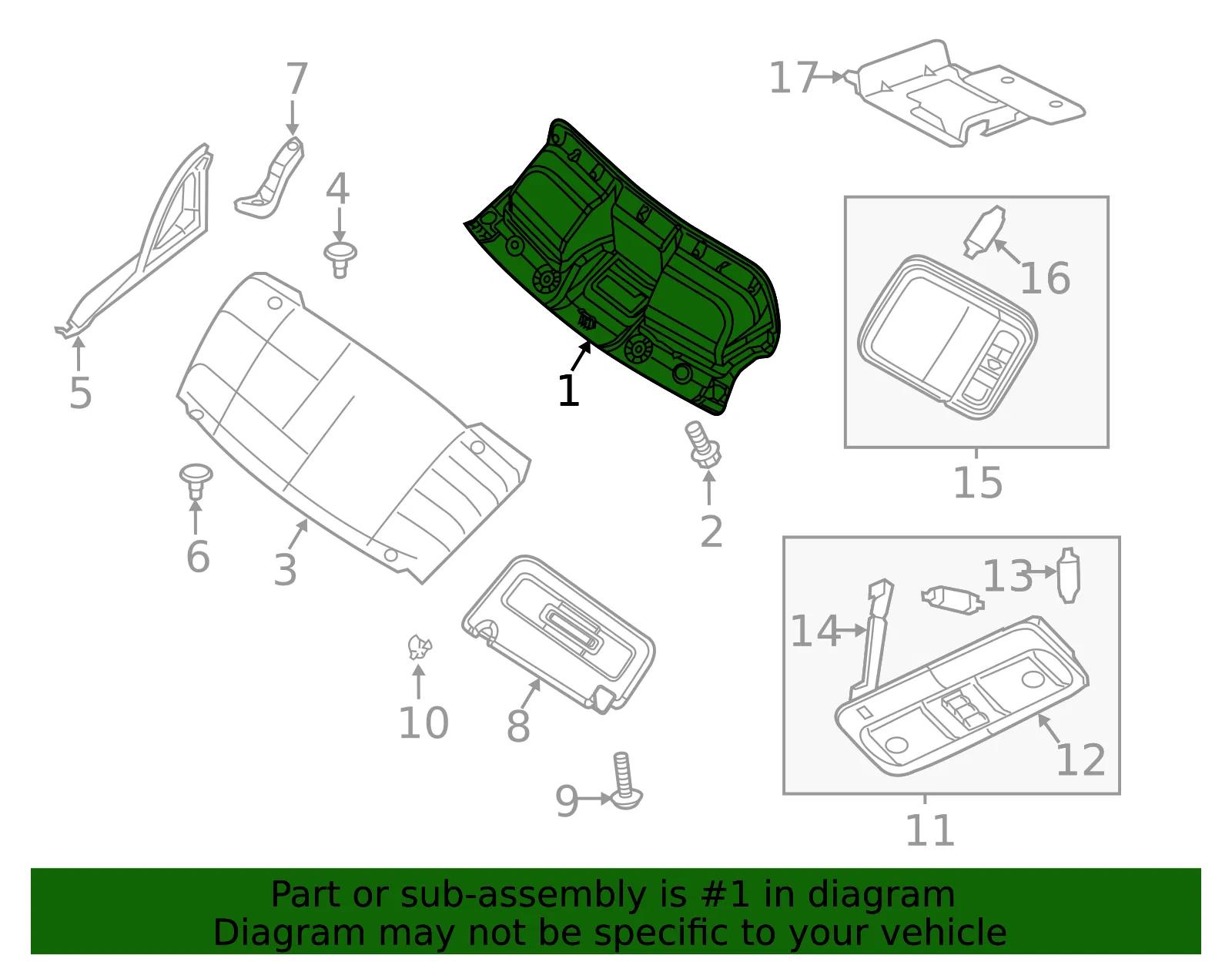 Overhead Console - Nissan (73600-1PC0A) - view 2