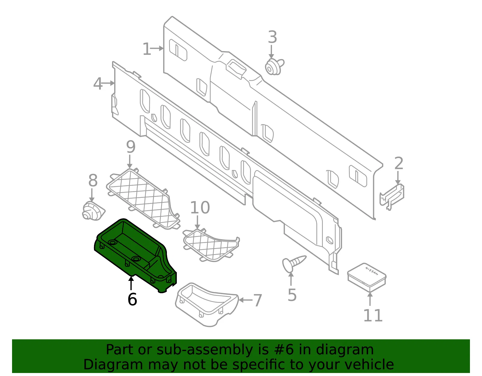 Floor Storage Compartment - Nissan (76982-9BN0A) - view 2