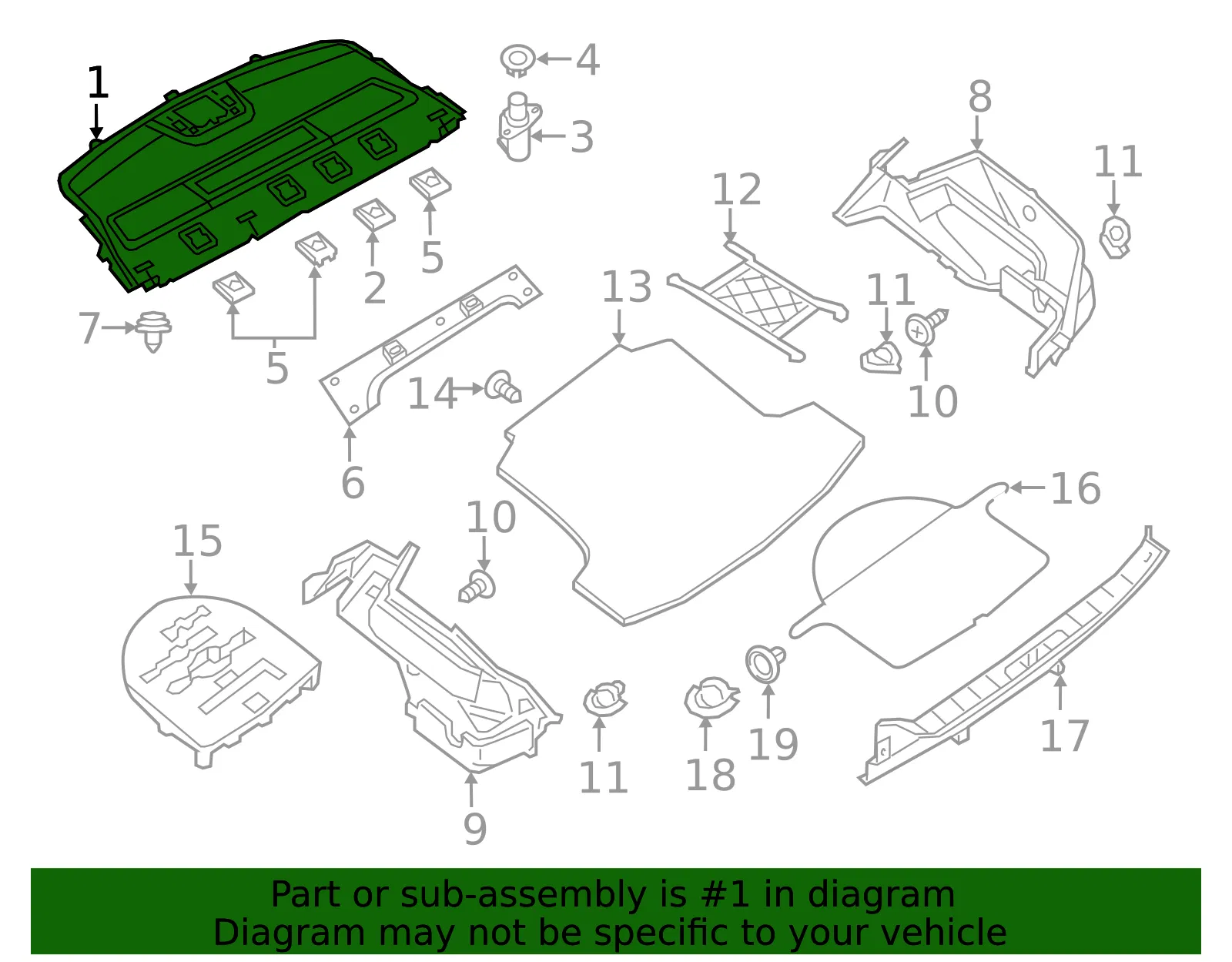 Pkg Tray Trim - Nissan (79910-3TA4A) - view 3