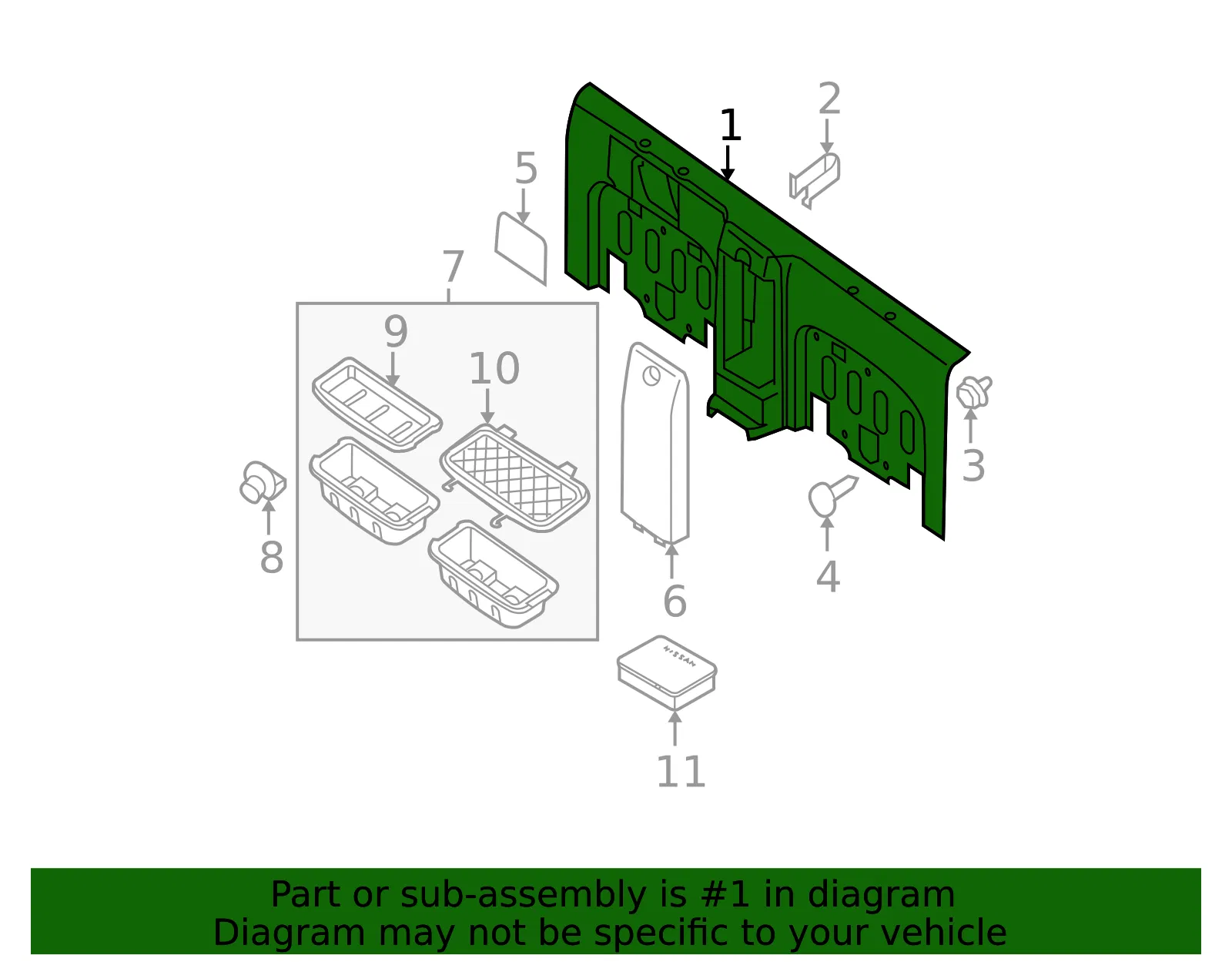 Back Panel Trim - Nissan (79911-9BA4C) - view 2