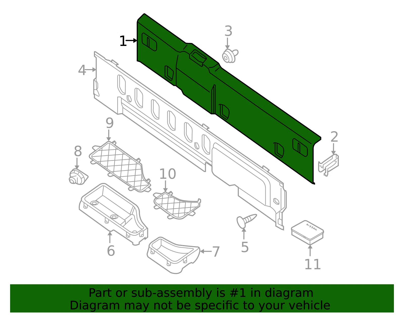 Back Panel Trim - Nissan (79911-9BK0A) - view 2
