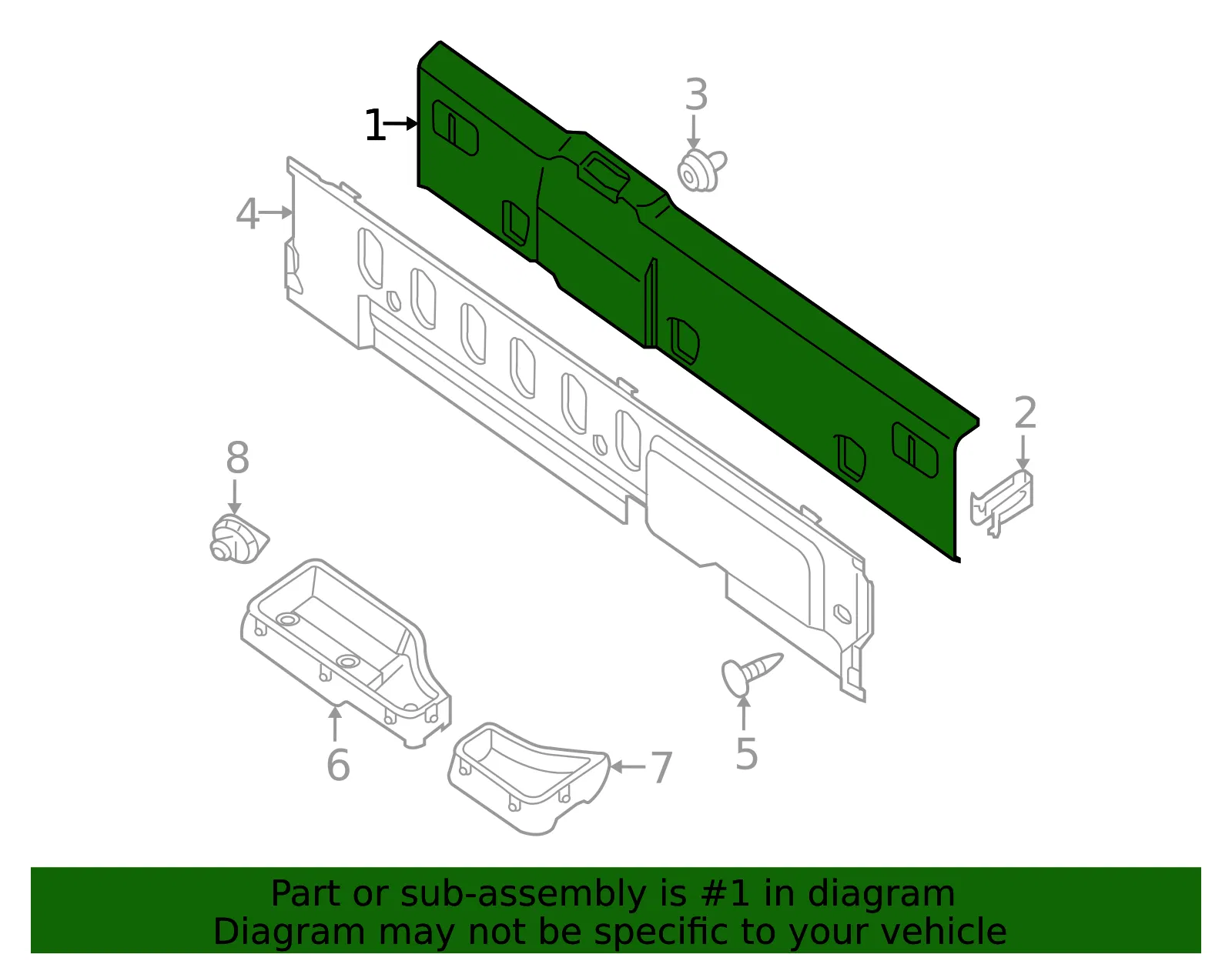 Back Panel Trim - Nissan (79911-9BU0A) - view 2