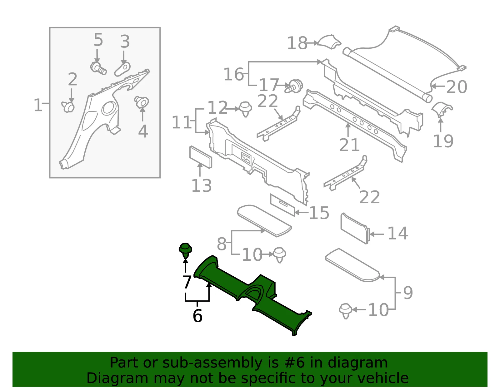 Package Tray Trim - Nissan (79922-1EA0A) - view 3