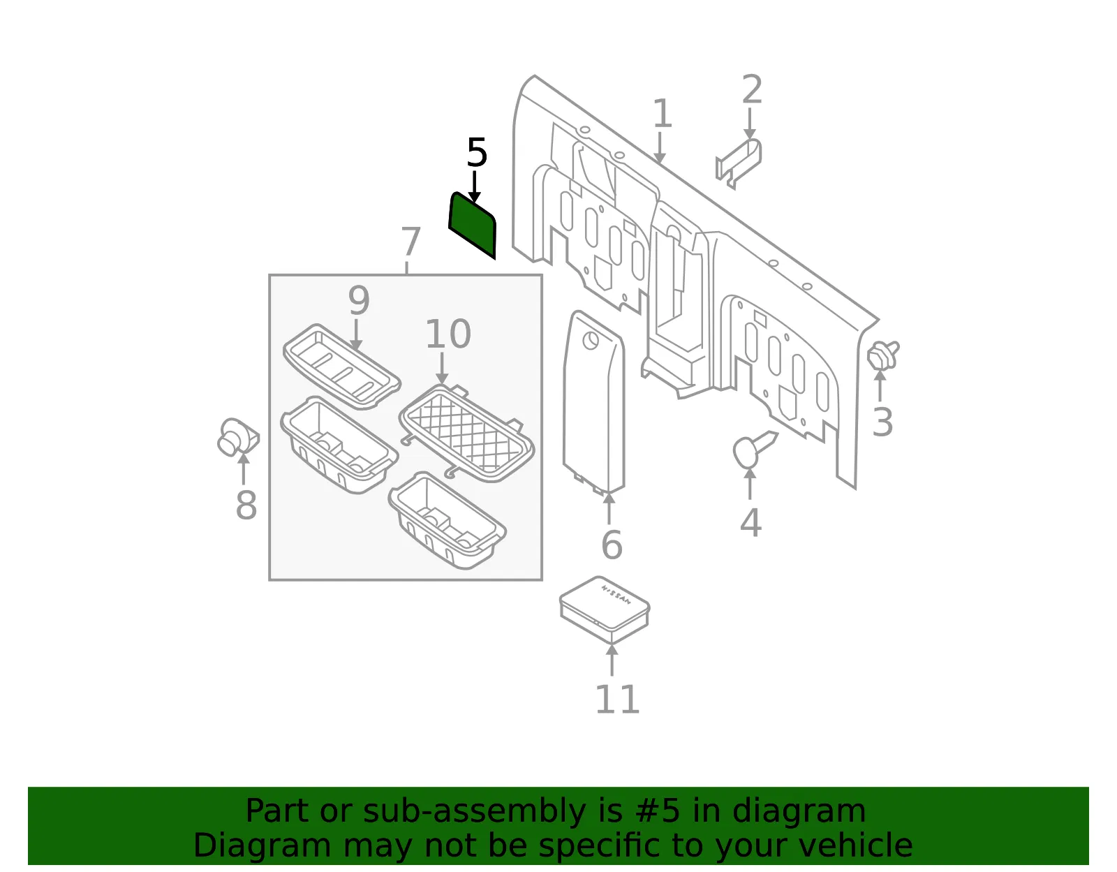 Back Panel Trim Cover - Nissan (79980-EA003) - view 2