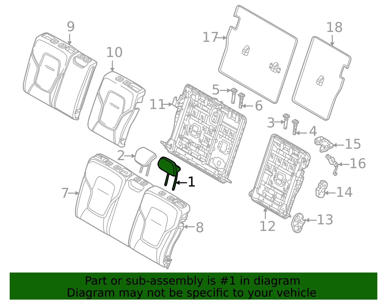 Headrest, Outer - Volvo (80010856) - view 2