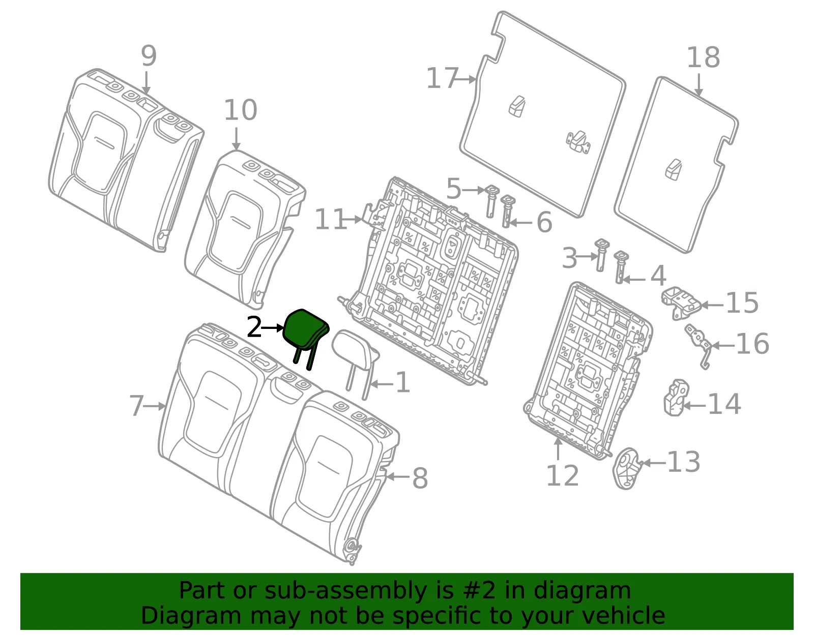 Headrest, Center - Volvo (80010863) - view 2