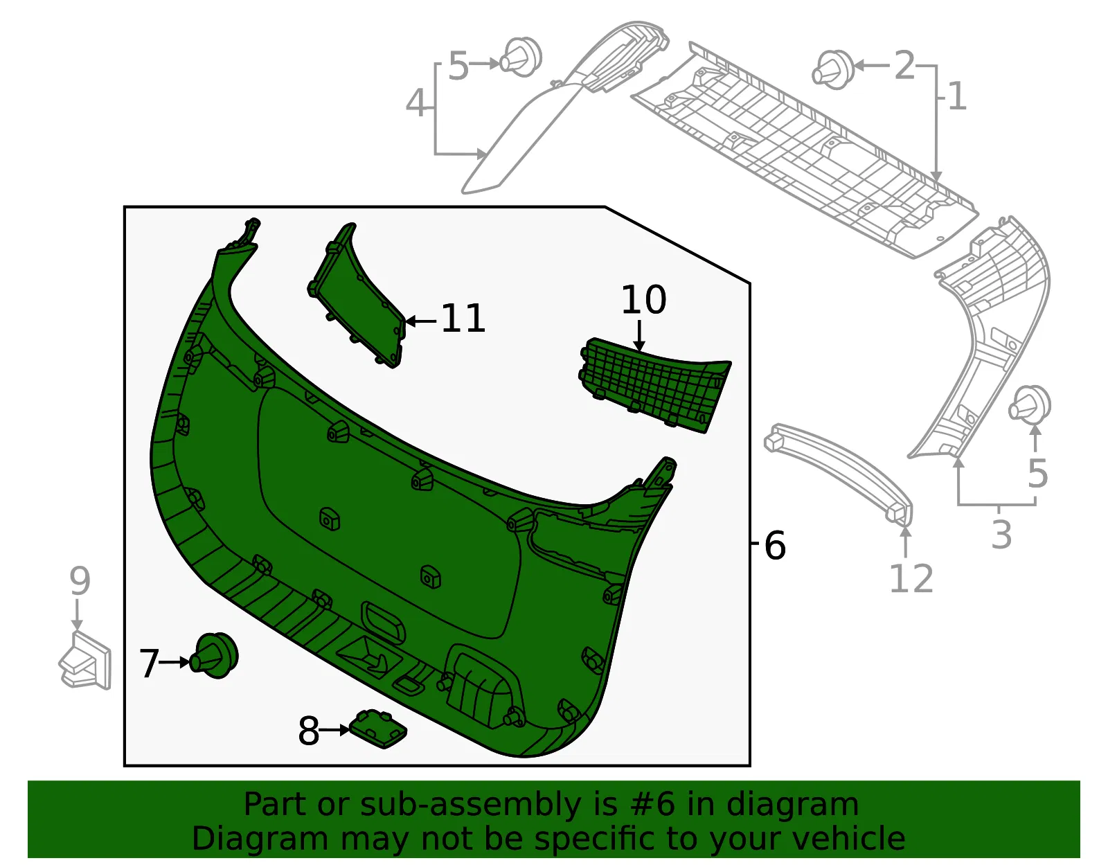 Lower Gate Trim - Kia (81710-P1210WK) - view 2