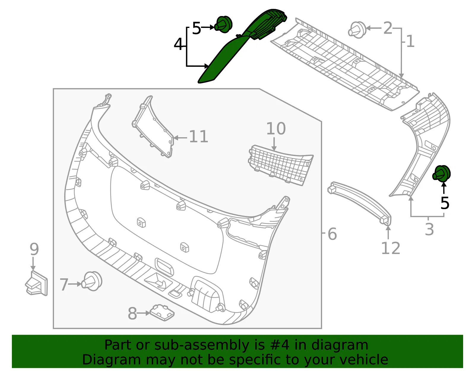 Side Gate Trim - Kia (81730-P1000WK) - view 2
