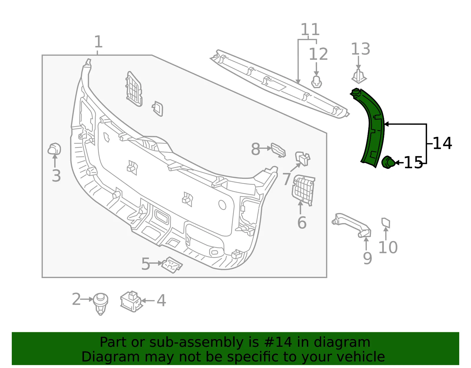 Side Trim Panel - Passenger Side (RH) - Kia (81740-1U500UP) - view 2