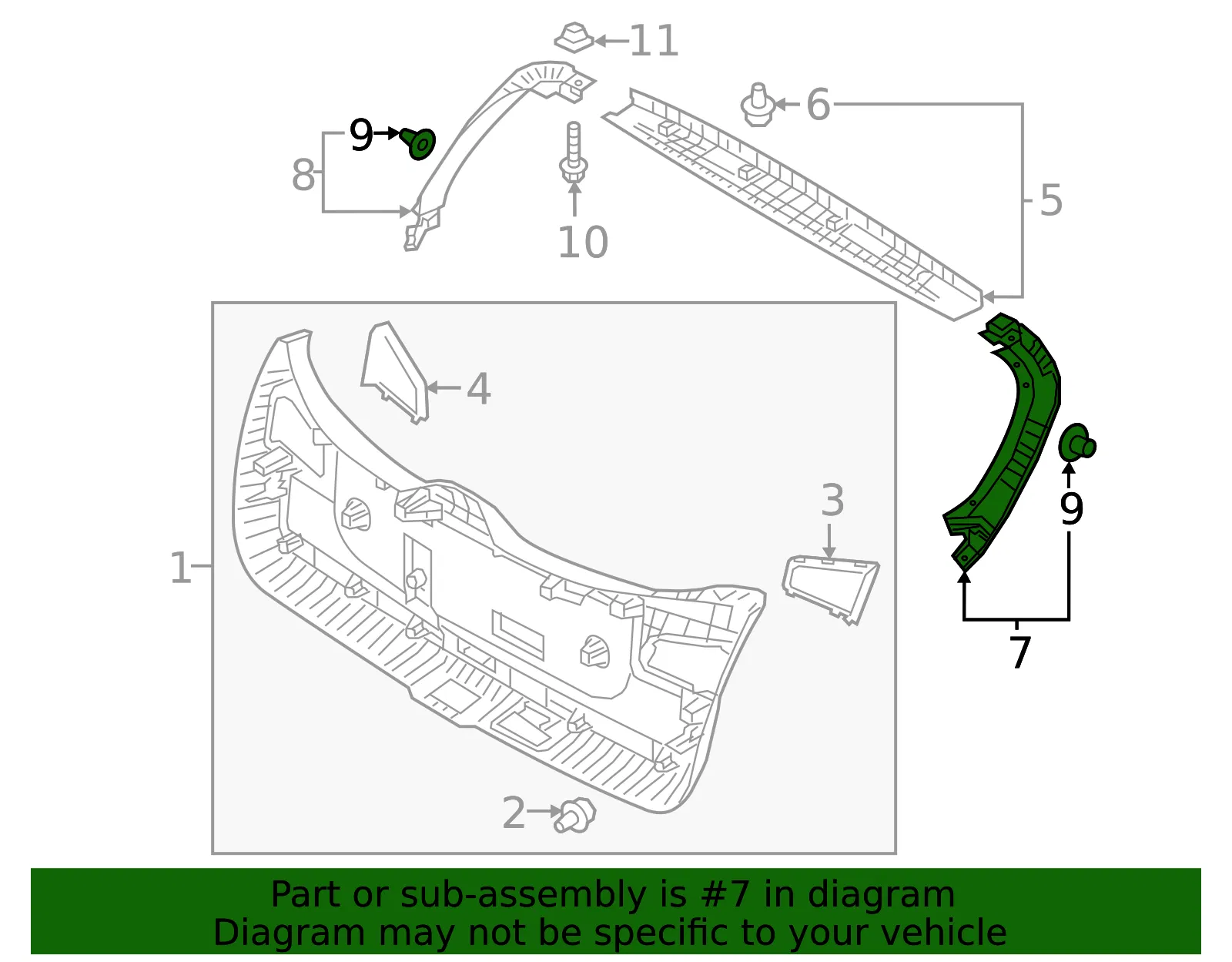 Side Trim Panel - Passenger Side (RH) - Kia (81740-G5000WK) - view 2