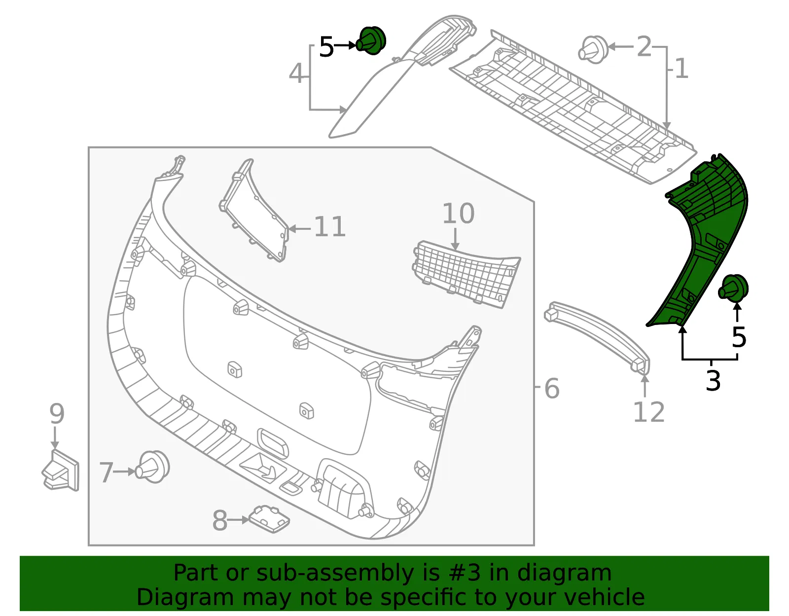 Side Gate Trim - Kia (81740-P1000WK) - view 2