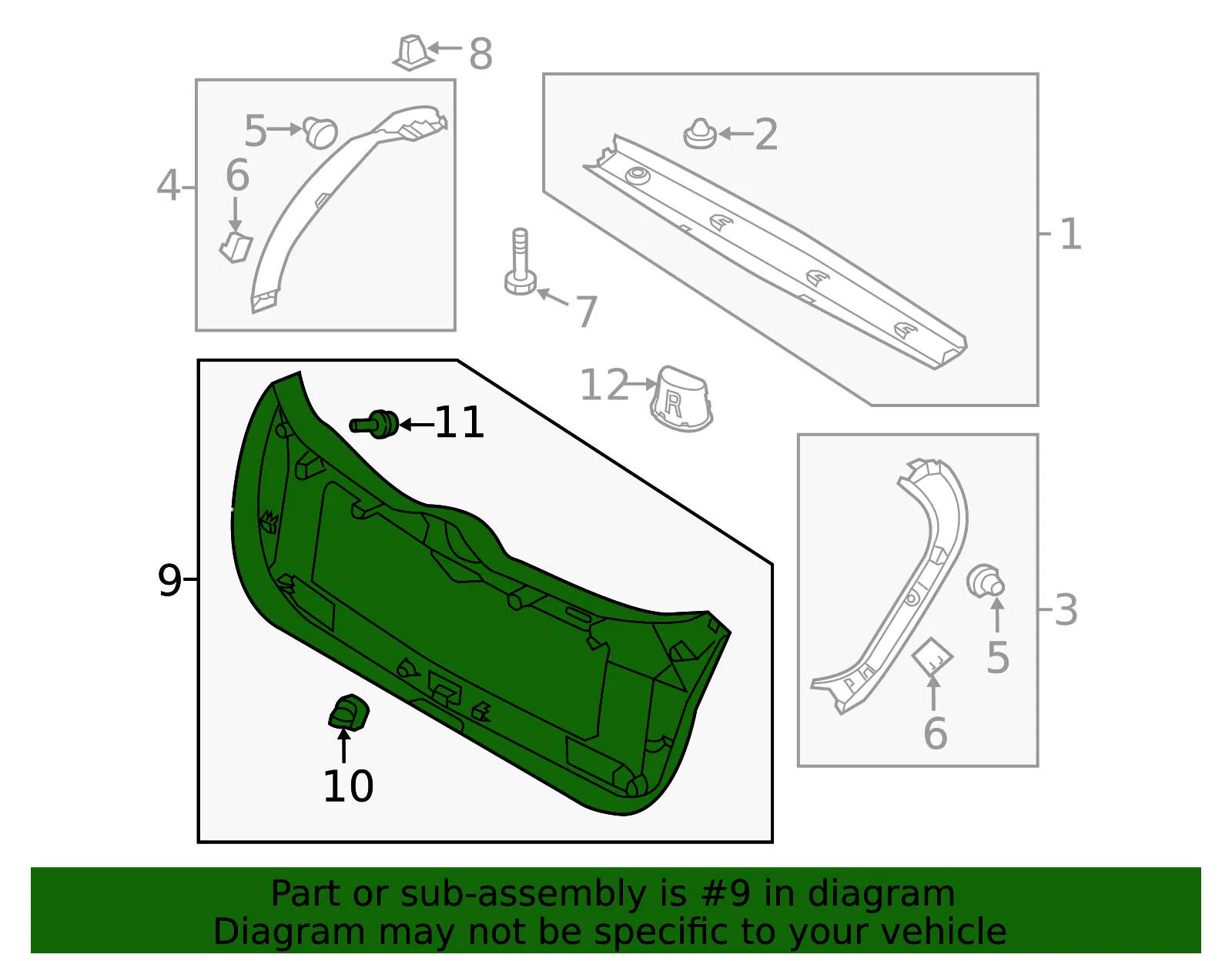 Lower Gate Trim - Kia (81750-1M500VA) - view 2