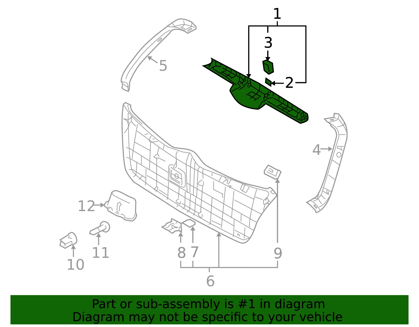 Upper Trim Panel - Kia (81760-1G210XI) - view 2