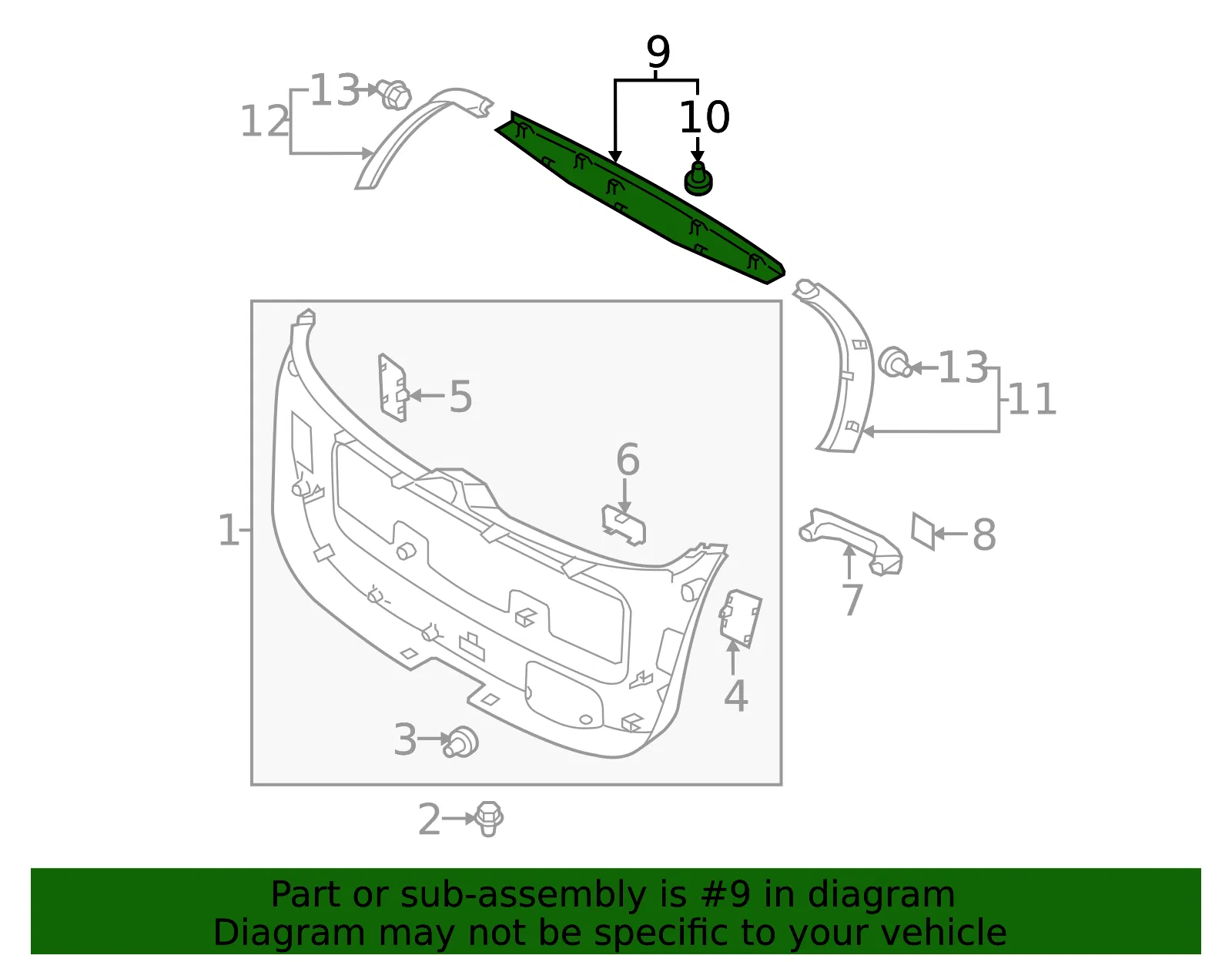 Upper Trim Panel - Kia (81760-2P000H9) - view 3