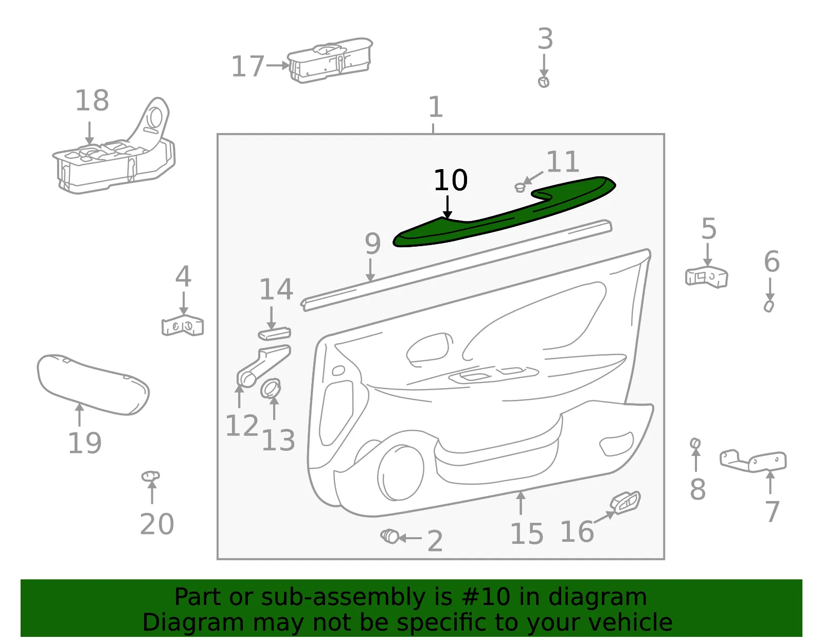 Armrest Cover - Driver's Side (LH) - Kia (82350-38010JA) - view 2