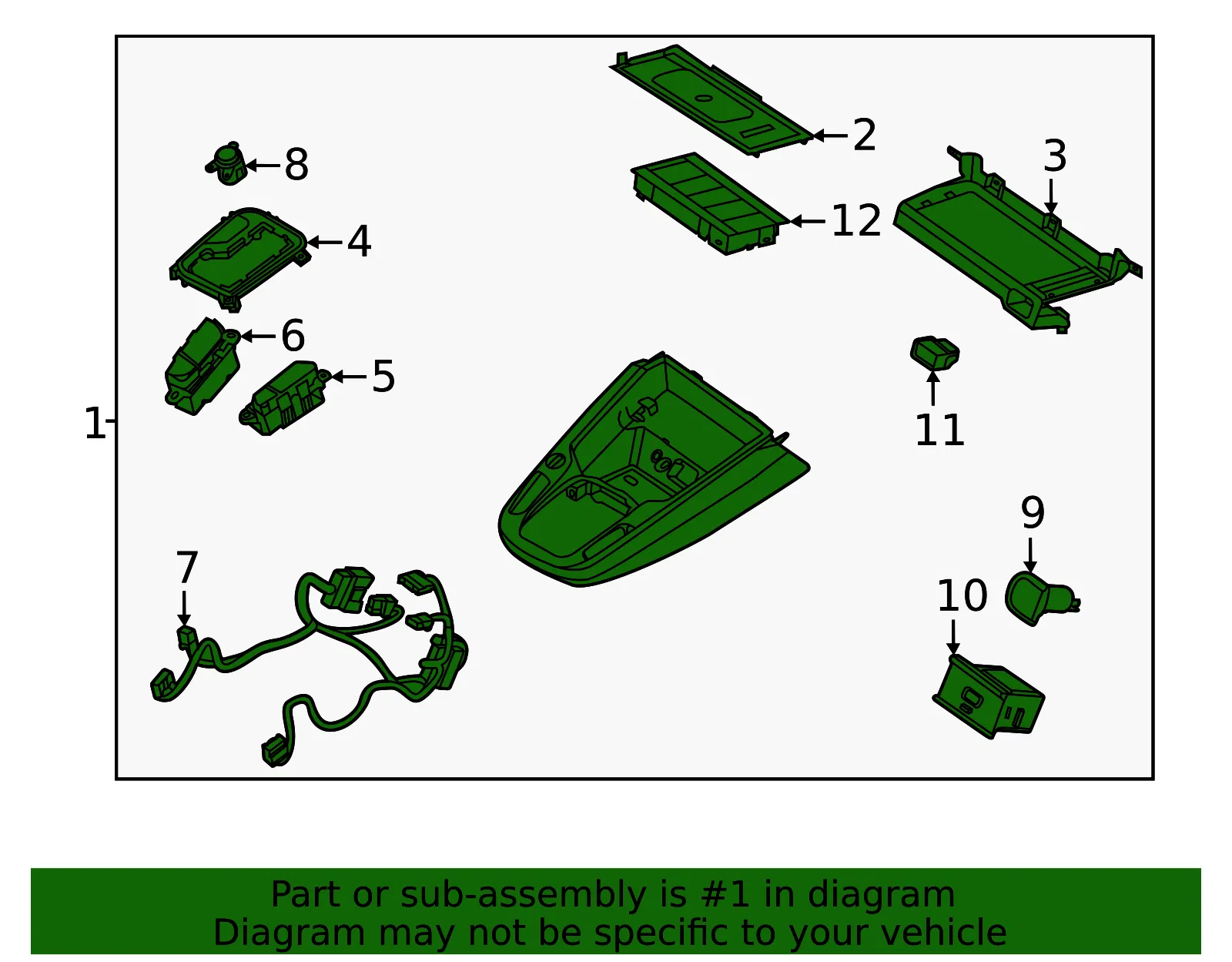 Upper Console - Kia (84606-K0410FHV) - view 2