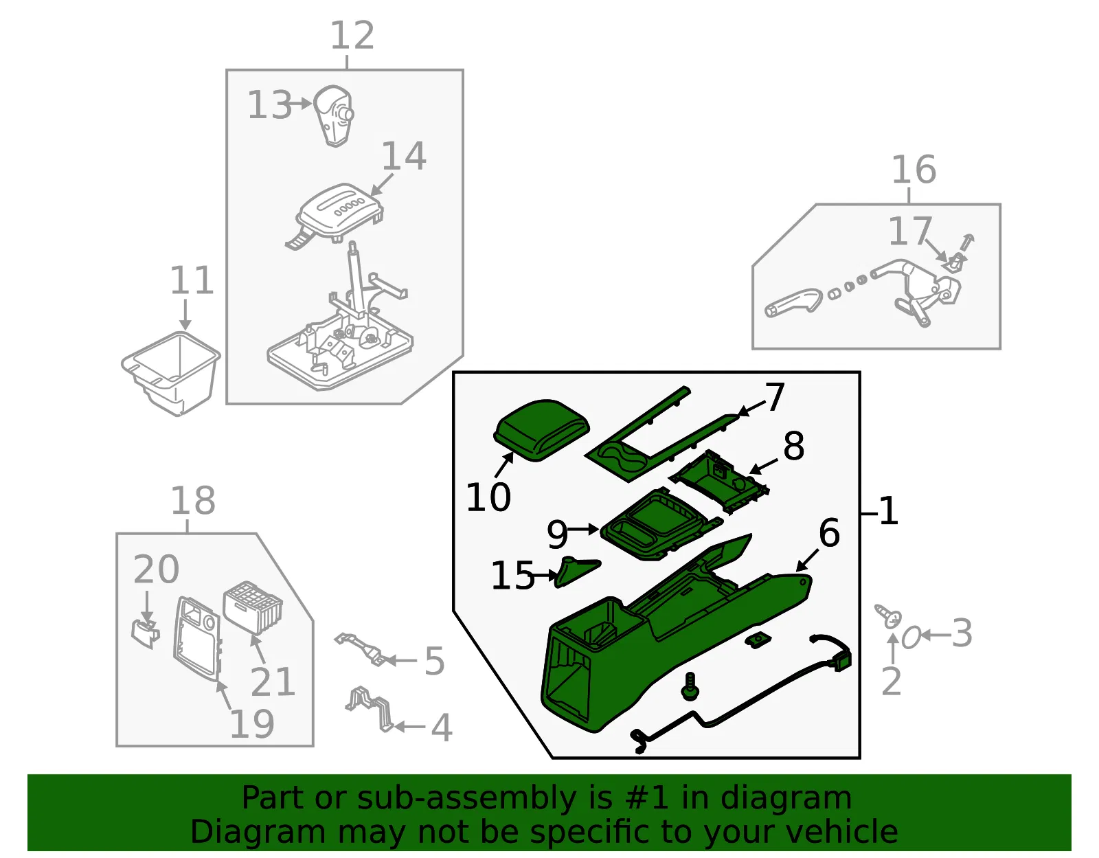 Console Assembly - Kia (84610-3E545CY) - view 2