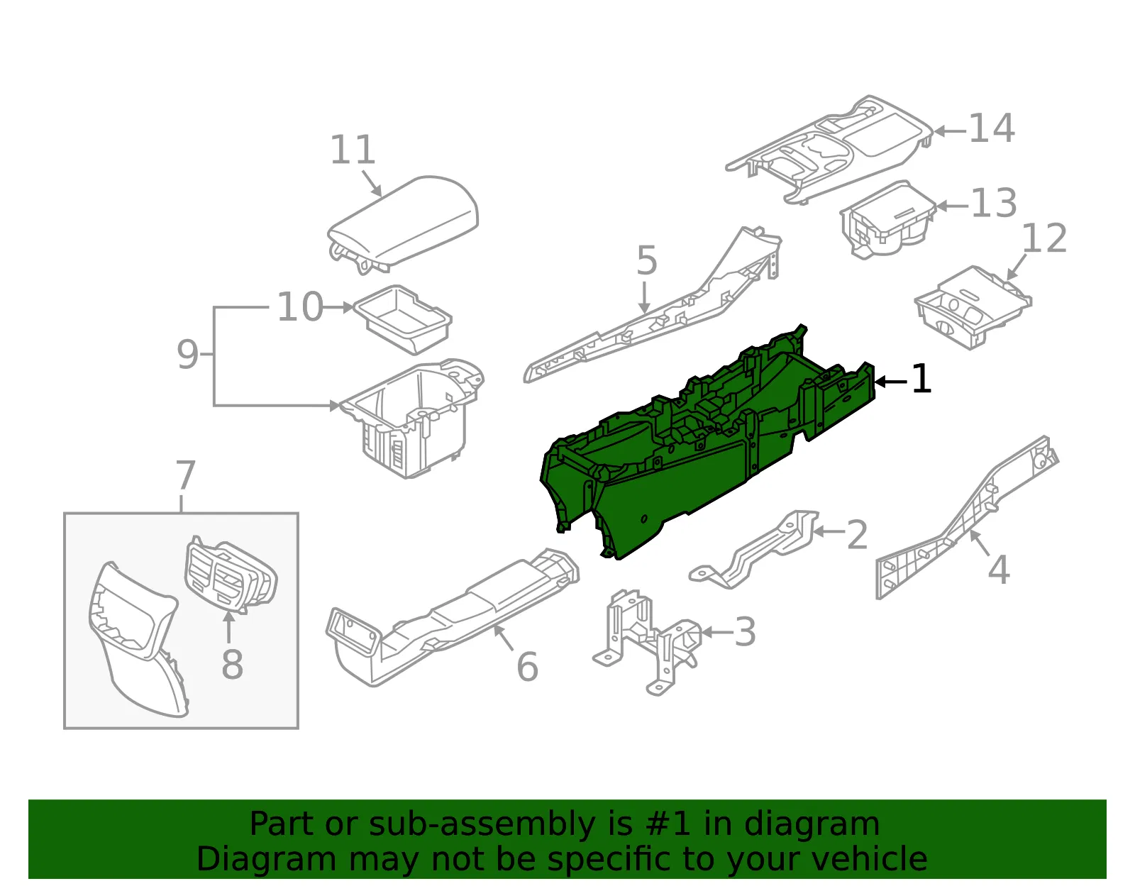 Center Console - Kia (84610-3T400WK) - view 2