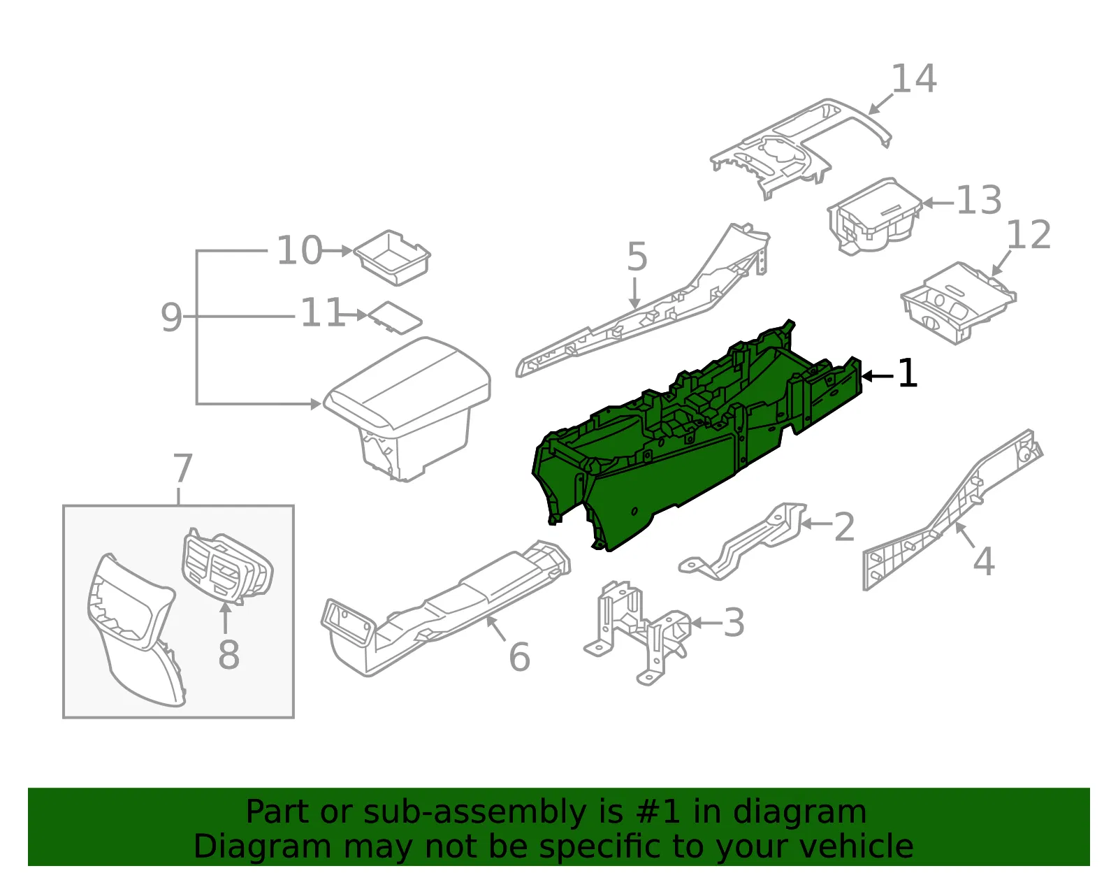 Center Console - Kia (84610-3T700KHD) - view 2