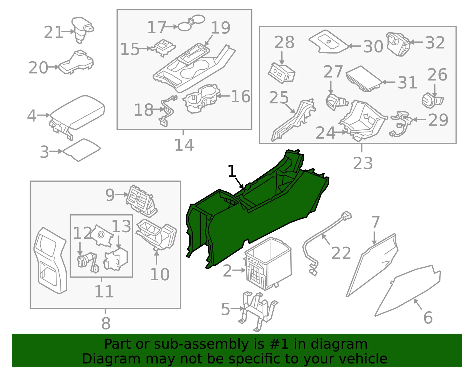 Console Assembly - Kia (84610-D9000BGJ) - view 2