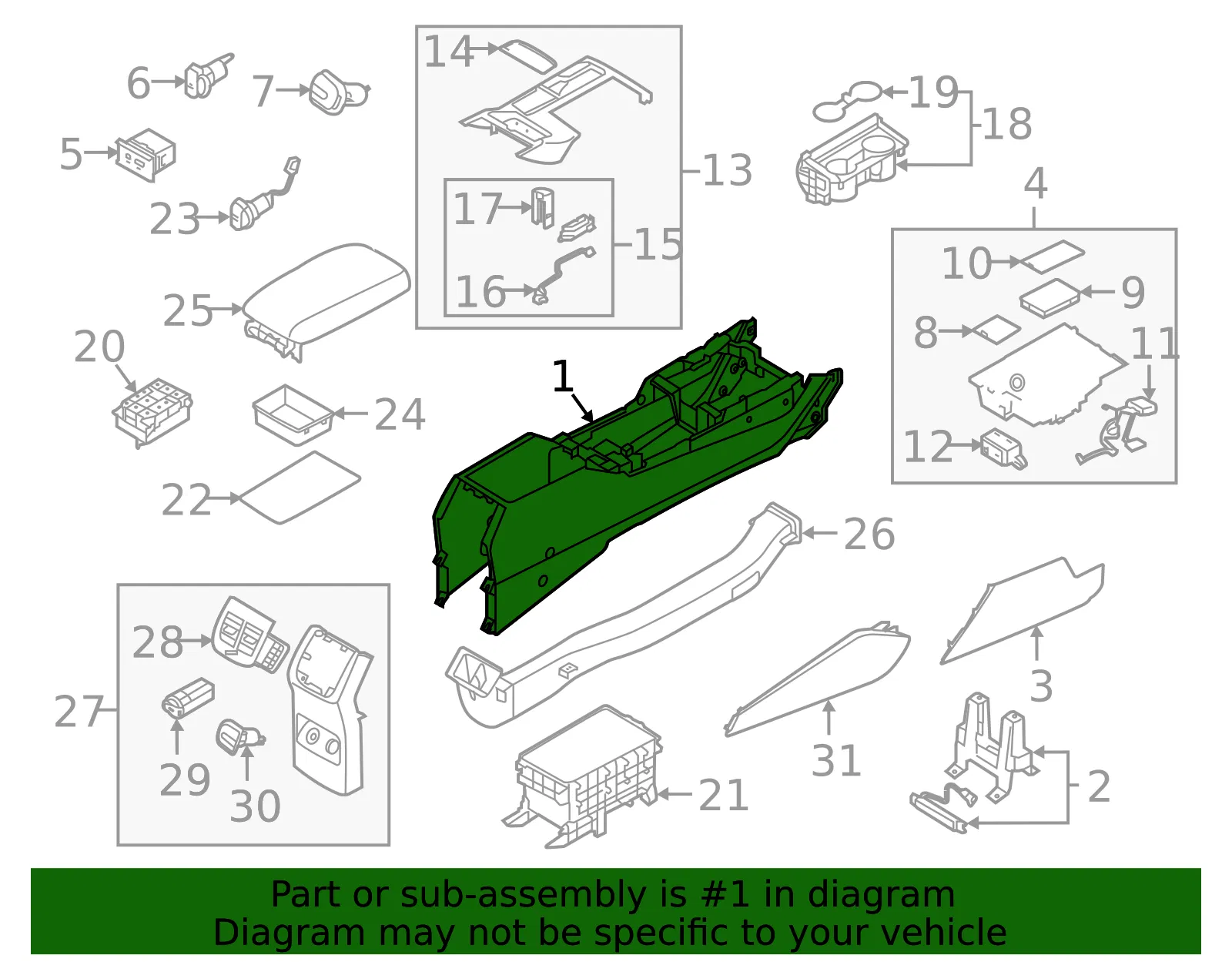 Floor Console - Kia (84610-F6000YBL) - view 2