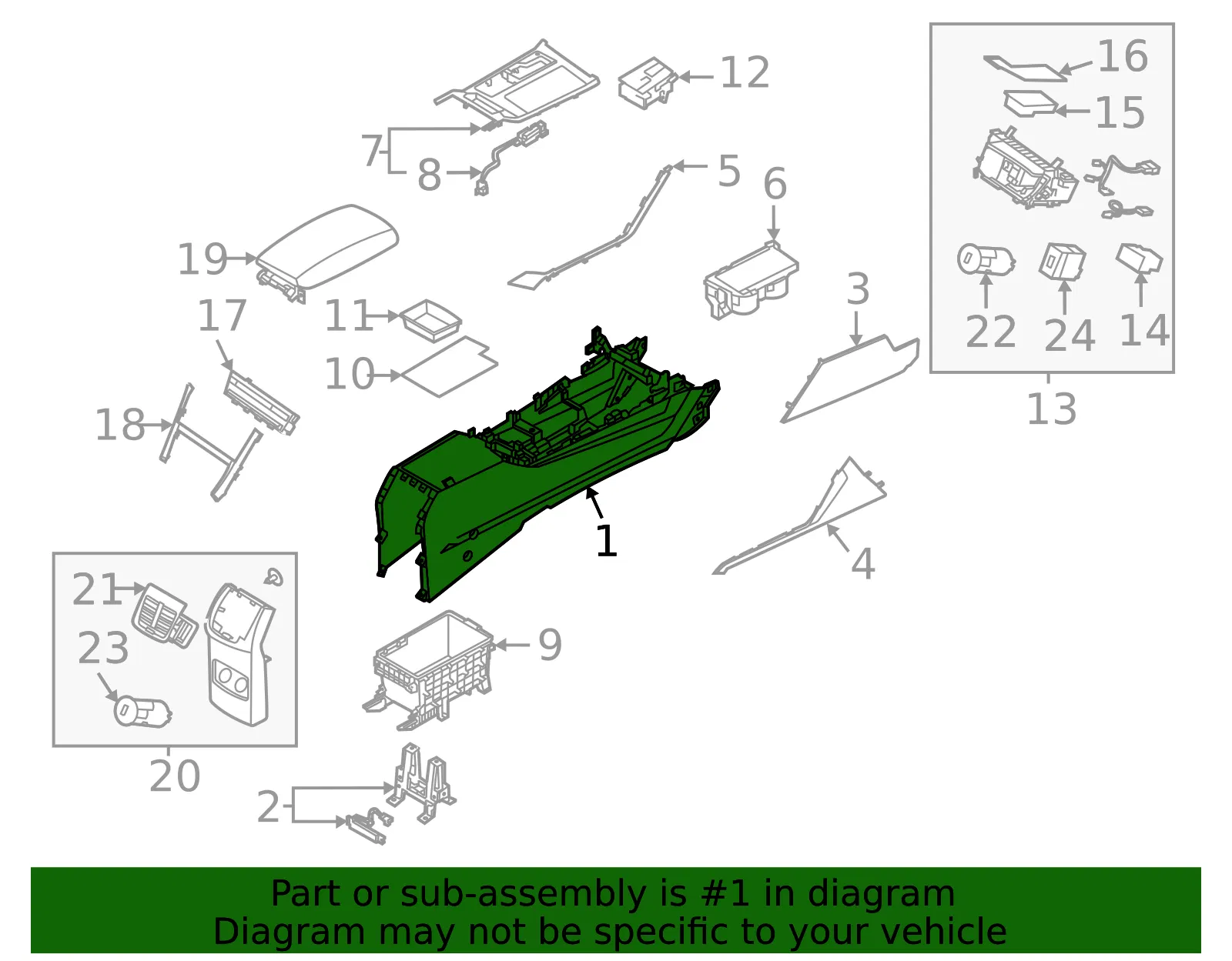 Floor Console - Kia (84610-F6AA0BLX) - view 2