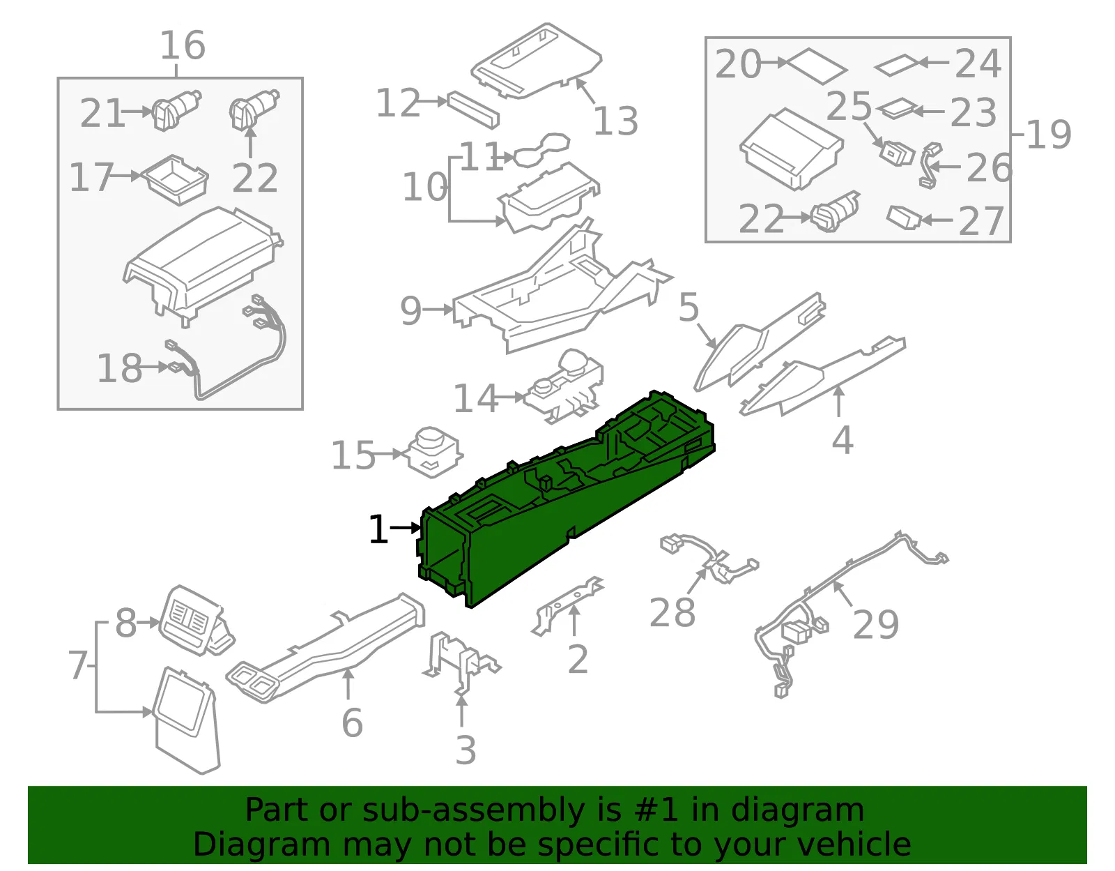 Center Console - Kia (84610-J6100RBQ) - view 2