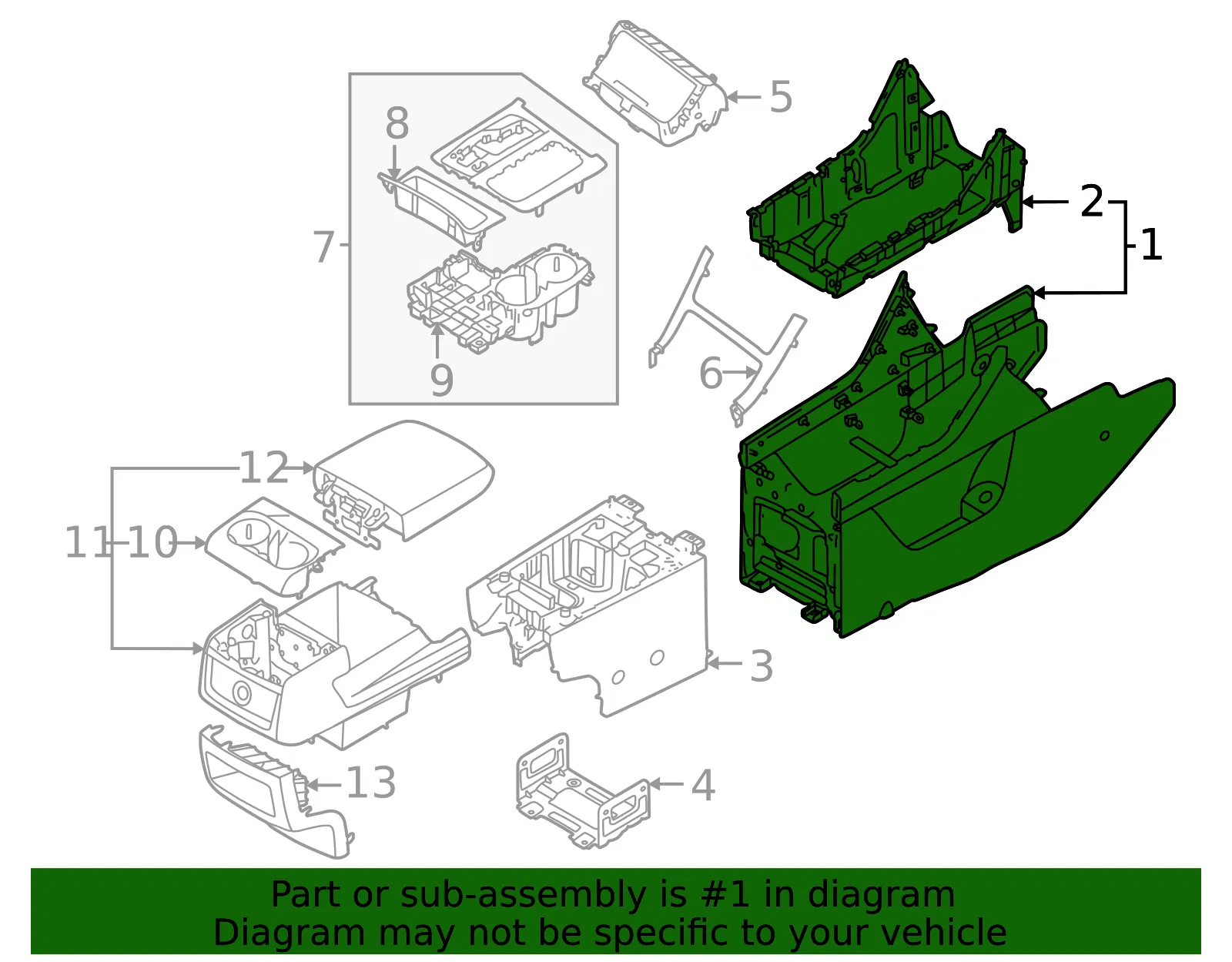 Front Console - Kia (84610-R0AF0B9H) - view 2