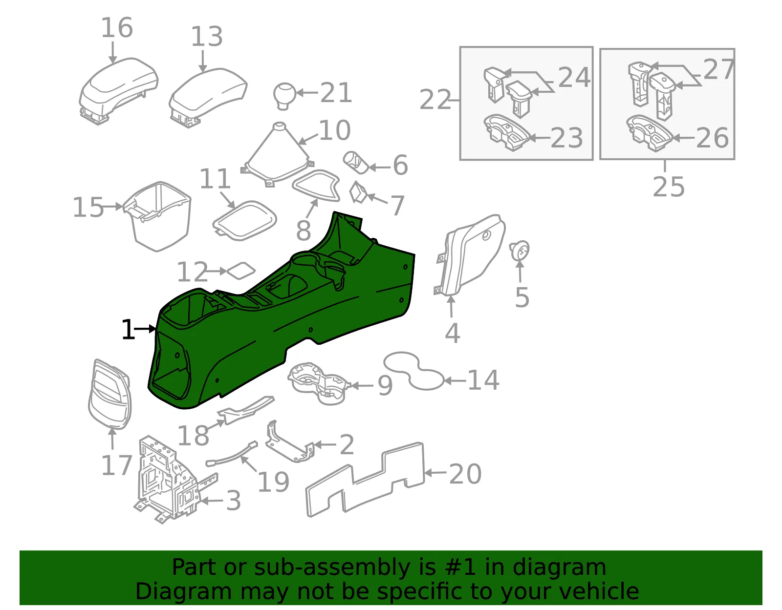 Front Console - Kia (84611-1F000EZ) - view 2